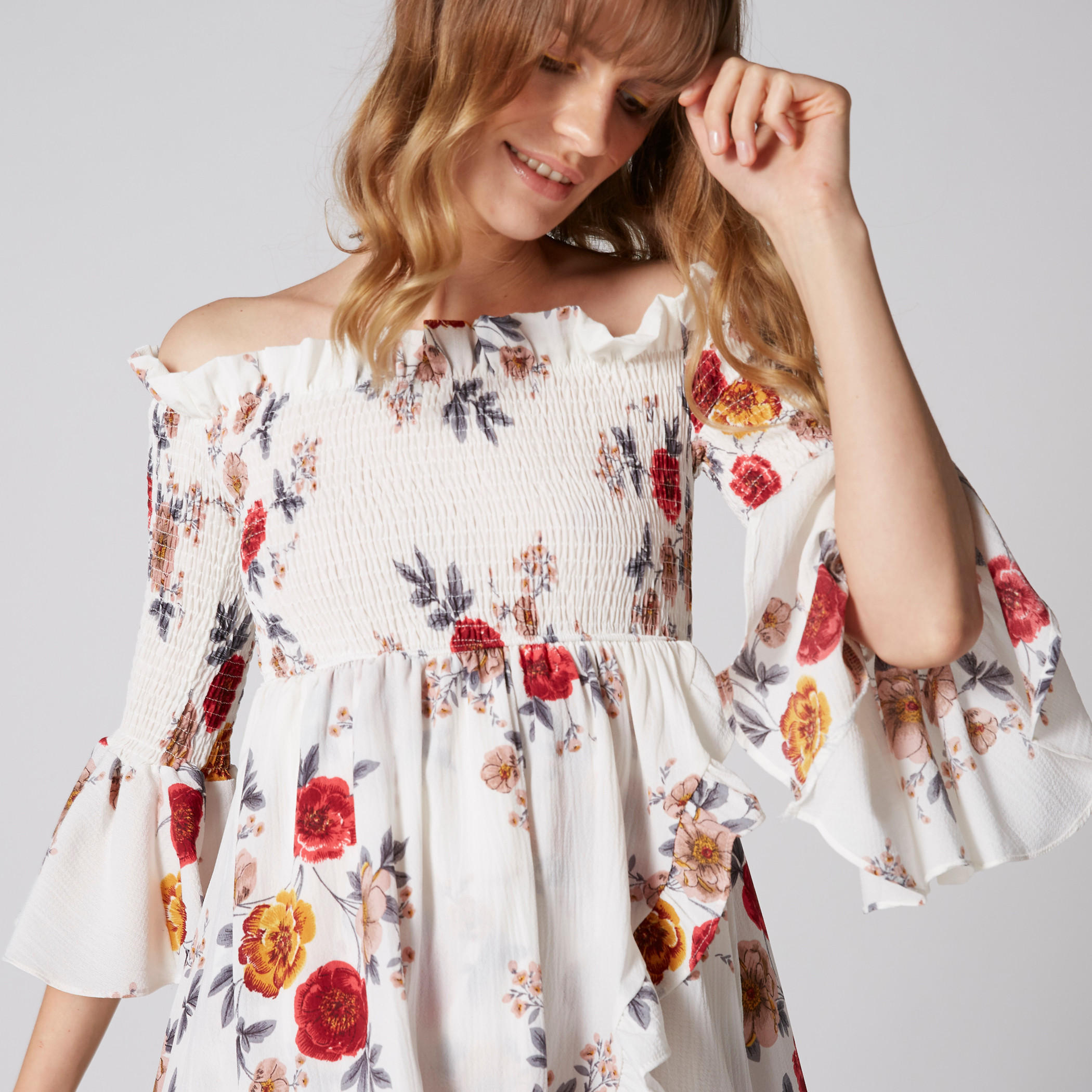 Off Shoulder Printed Maxi Dress with Asymmetric Hem-women-clothing-dresses-image-4
