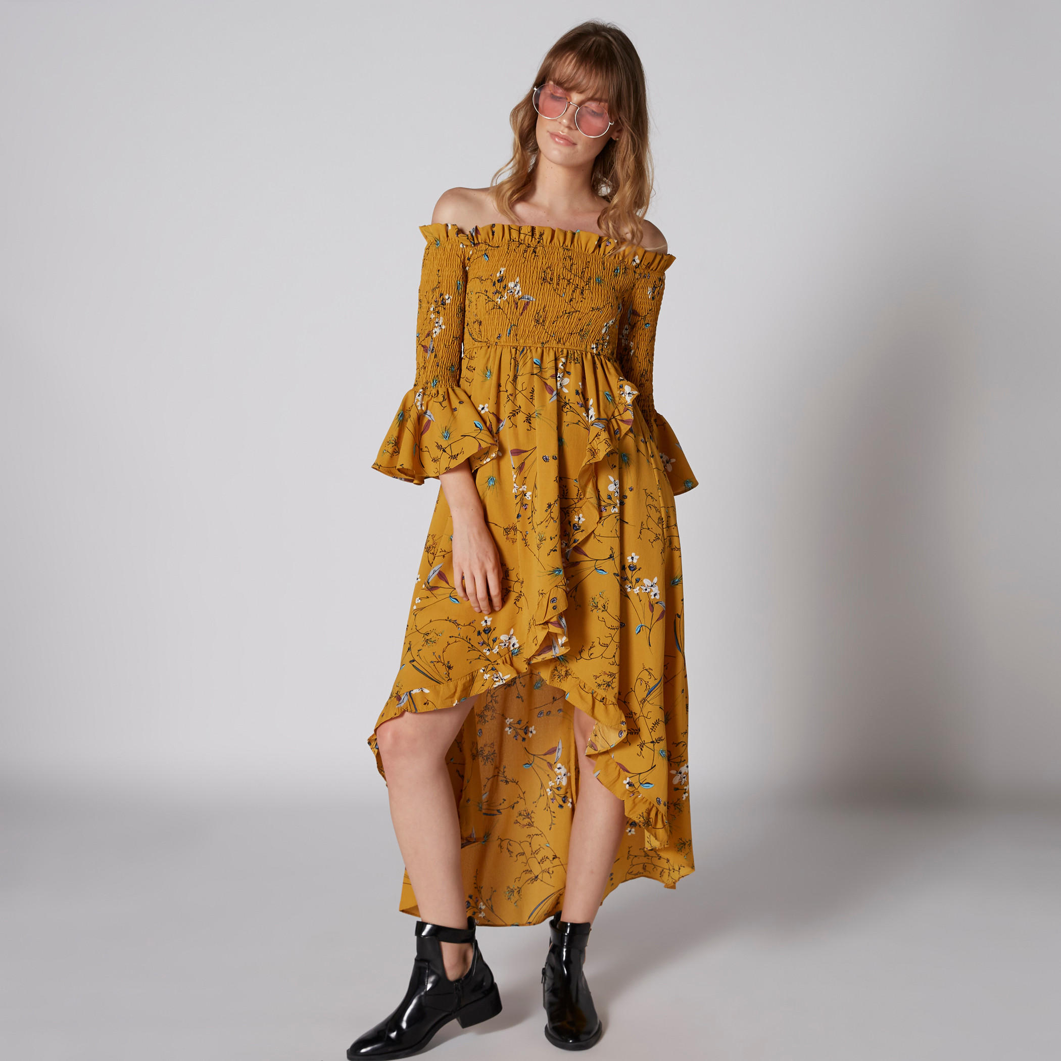 فستان طويل مكشوف الأكتاف بحوّاف غير مستوية-women-clothing-dresses-image-5