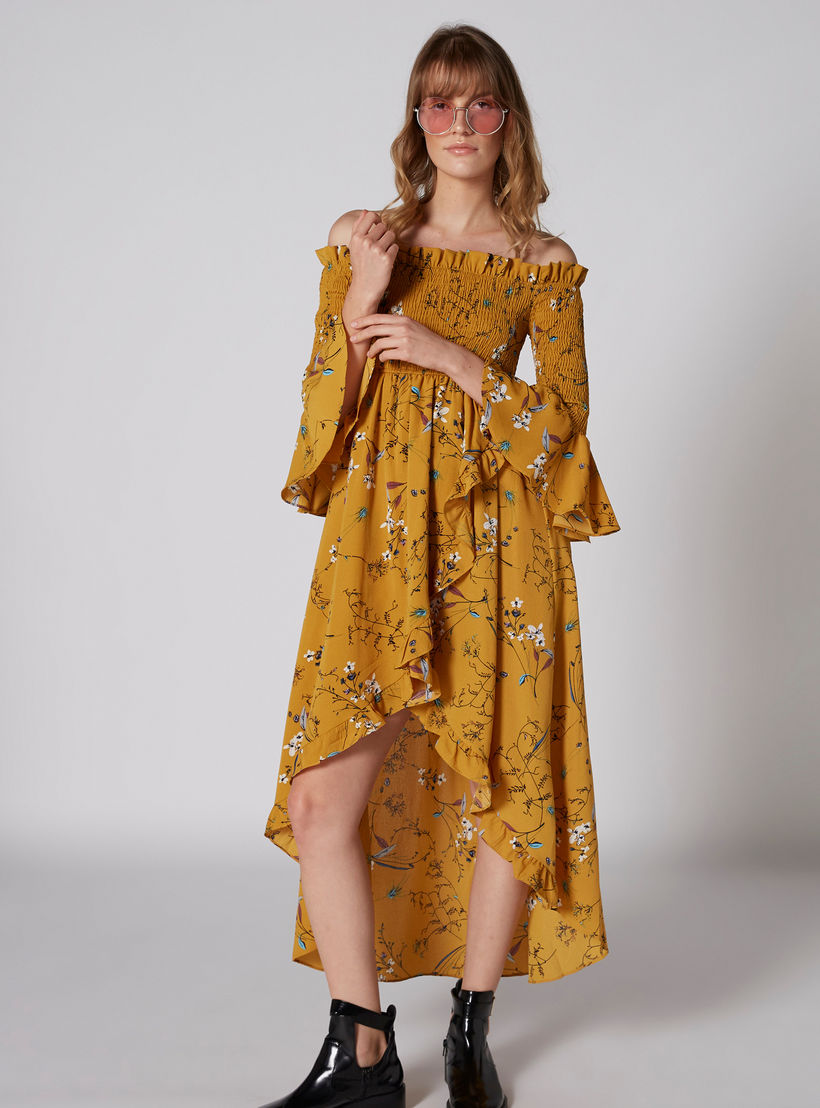فستان طويل مكشوف الأكتاف بحوّاف غير مستوية-women-clothing-dresses-image-3