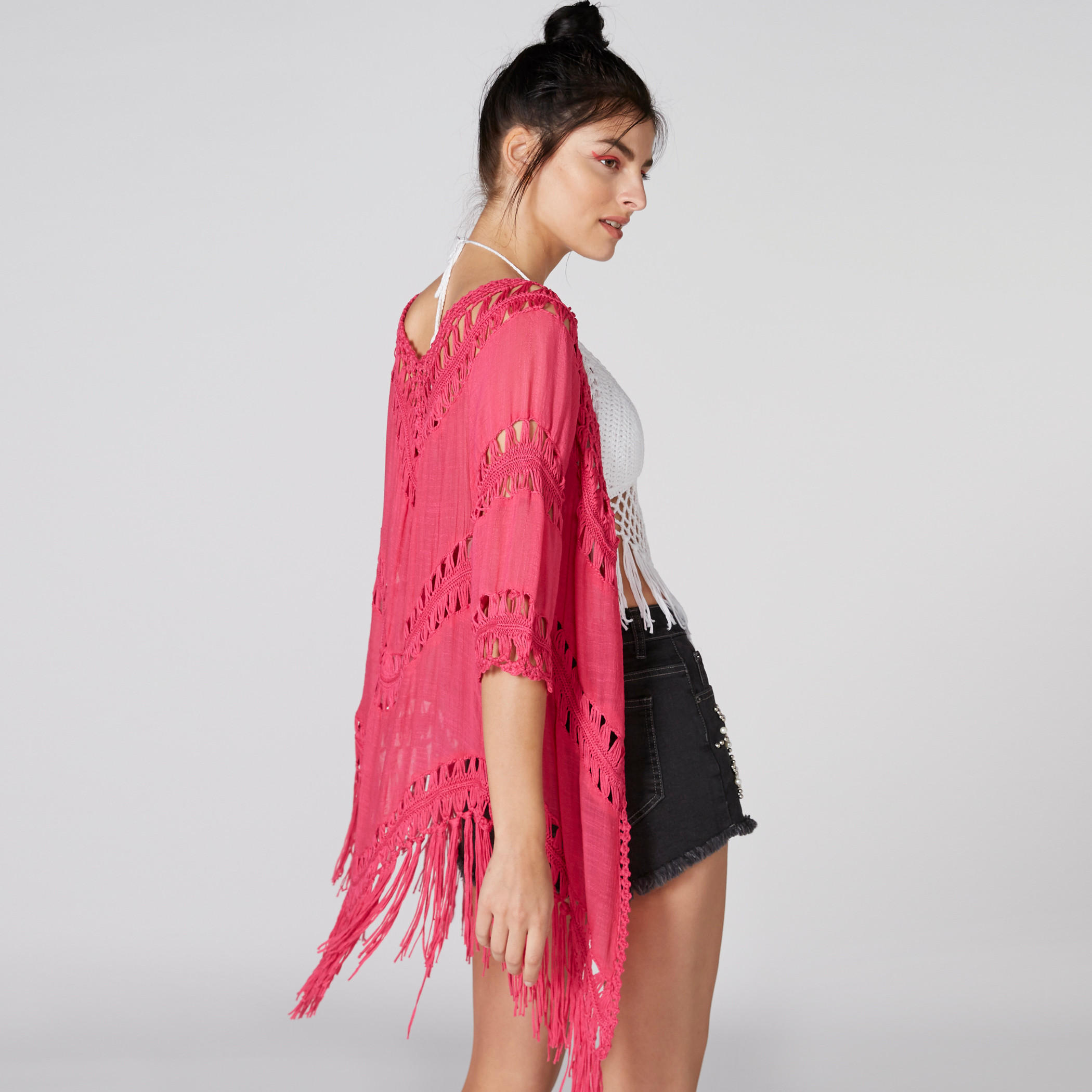 سترة مفتوحة من الأمام بأكمام 3/4 وشرّابات-women-winterwear-cardigansandjumpers-cardigans-image-2