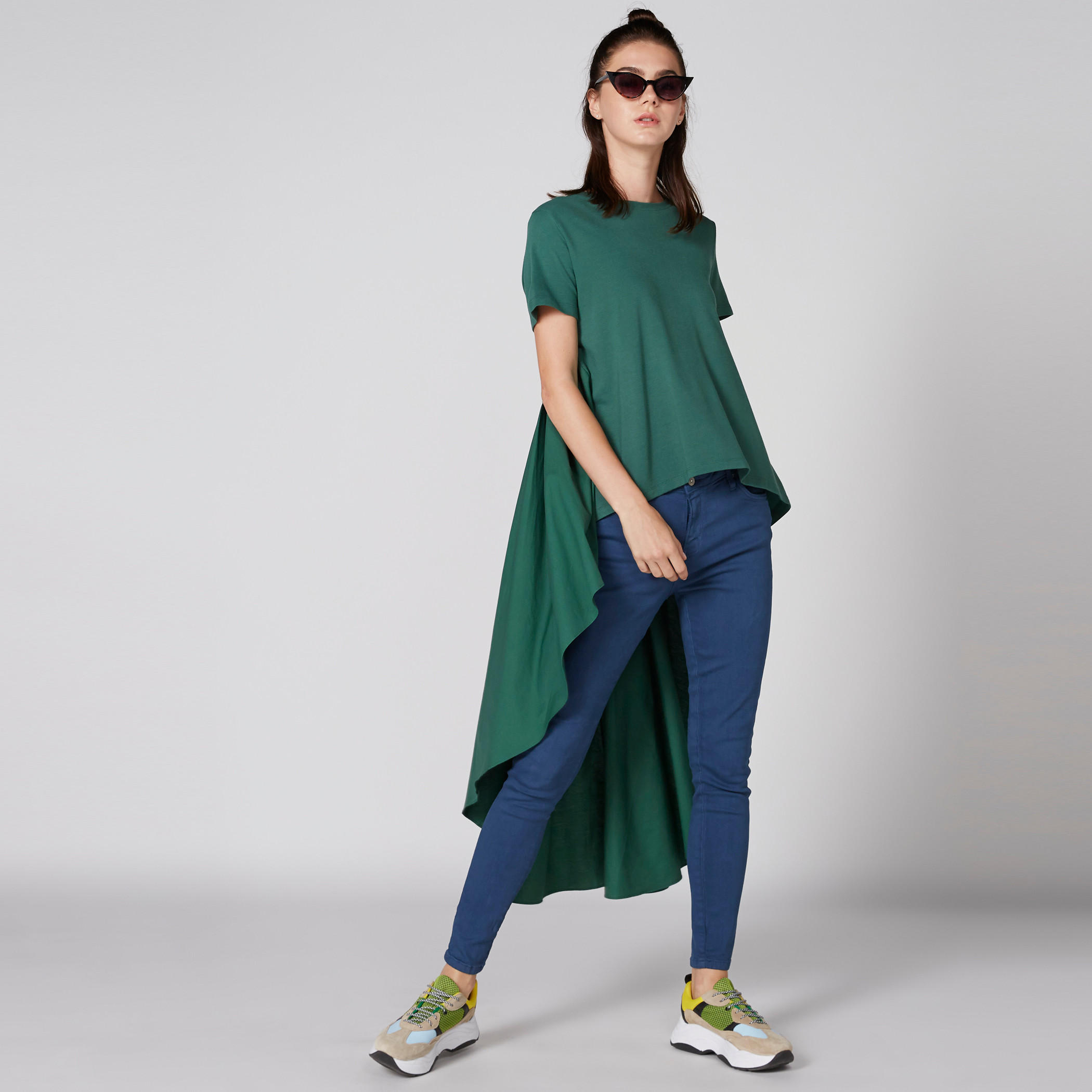 بلوزة بياقة مستديرة وأكمام قصيرة وحوّاف غير مستوية-women-clothing-shirtsandblouses-blouses-image-1