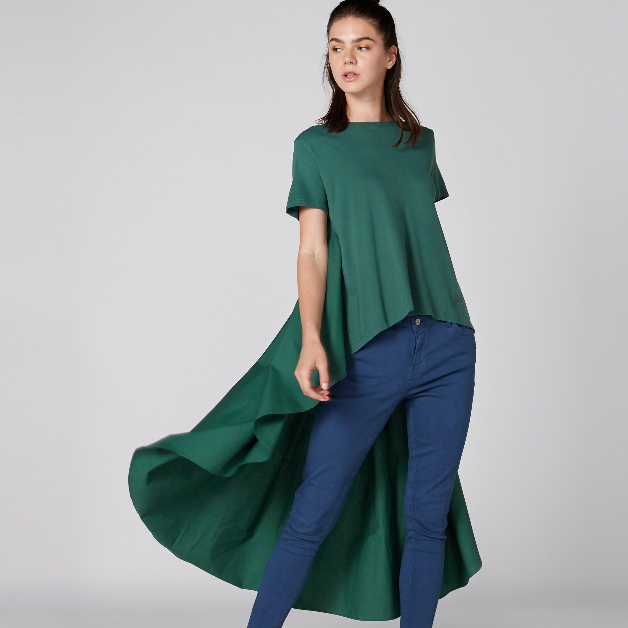 بلوزة بياقة مستديرة وأكمام قصيرة وحوّاف غير مستوية-women-clothing-shirtsandblouses-blouses-image-3