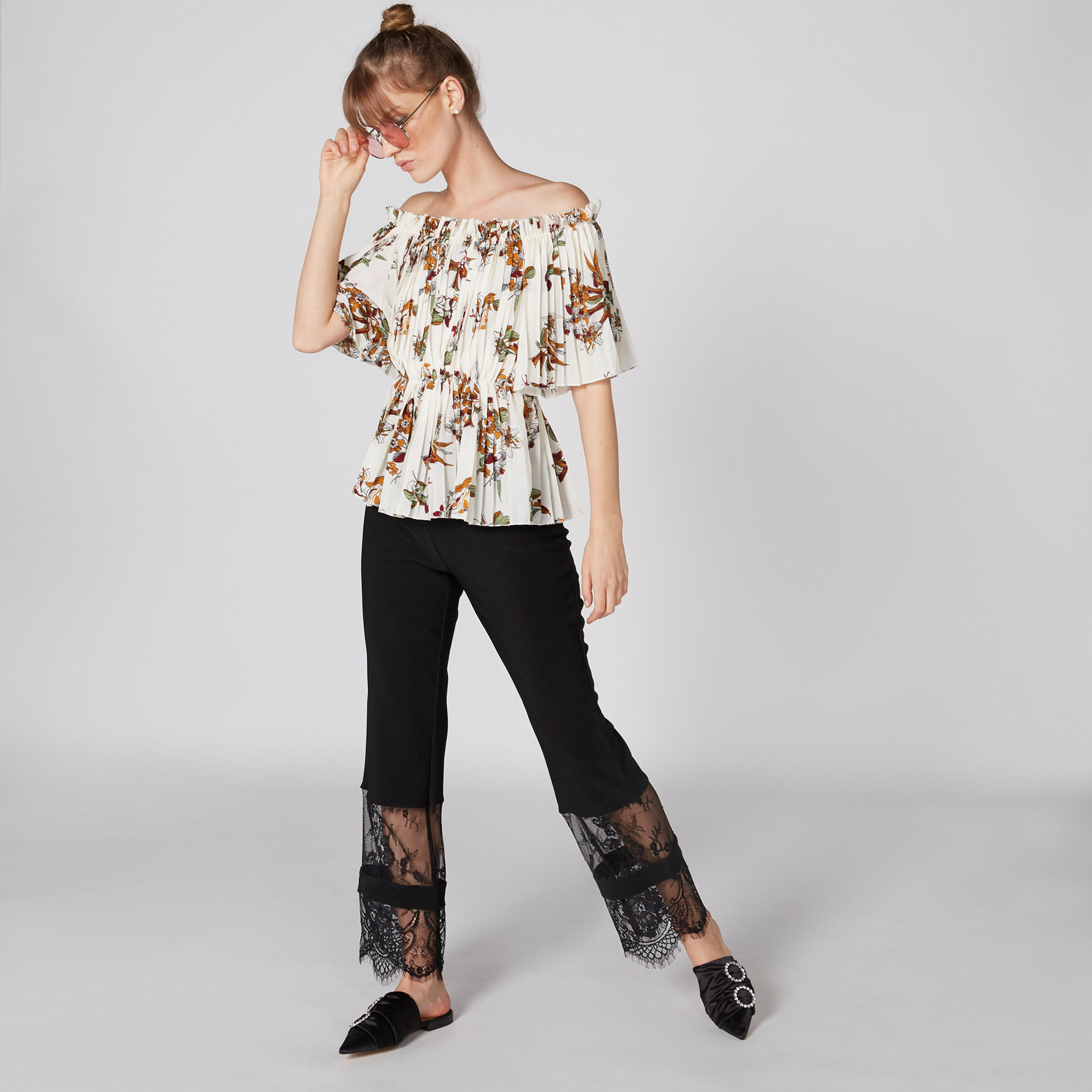 Printed Off Shoulder Top with Pleats-women-clothing-shirtsandblouses-blouses-image-1