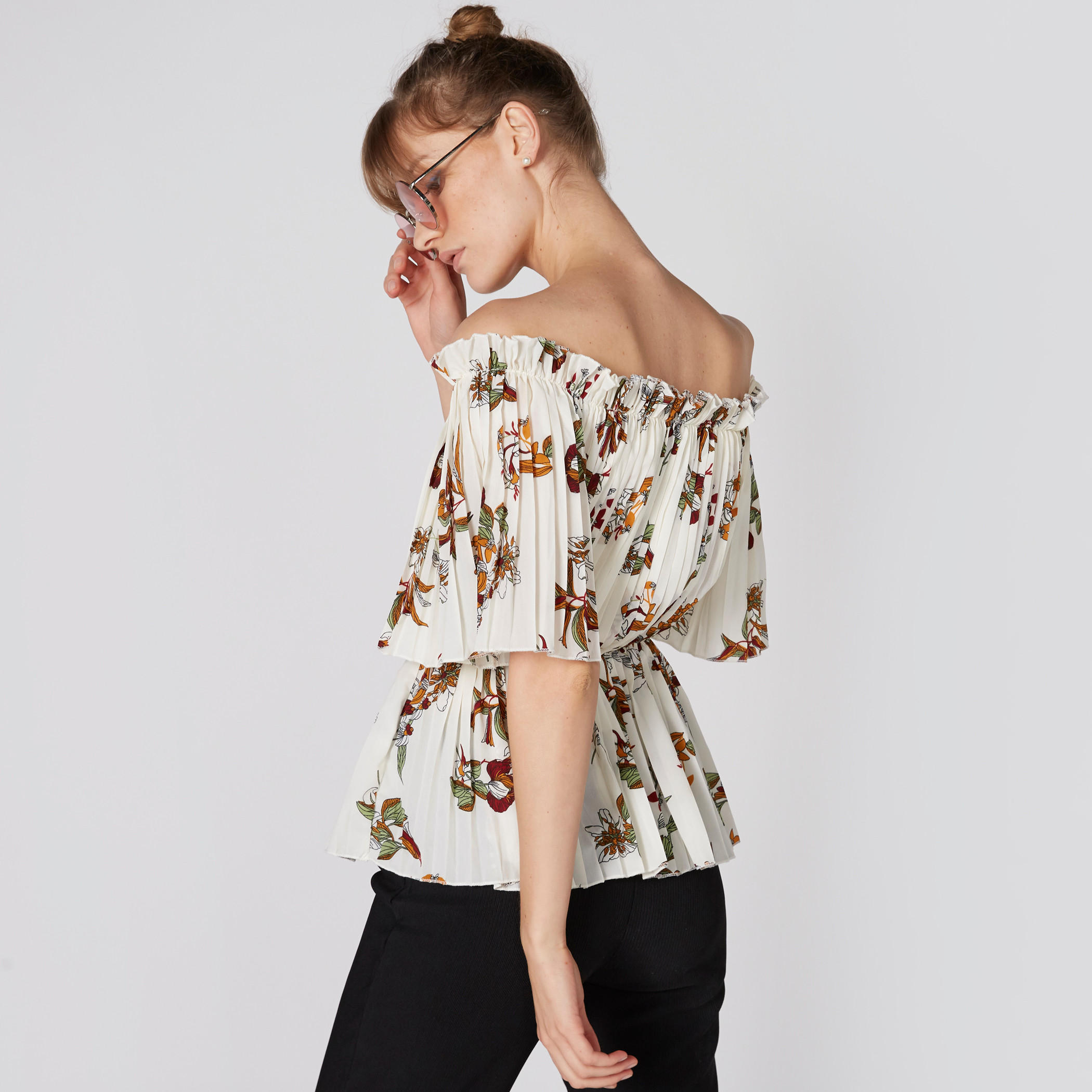 Printed Off Shoulder Top with Pleats-women-clothing-shirtsandblouses-blouses-image-2