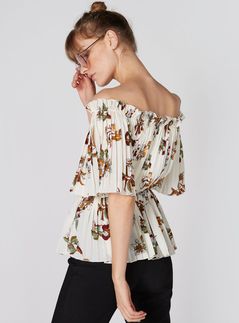 Printed Off Shoulder Top with Pleats-women-clothing-shirtsandblouses-blouses-image-2