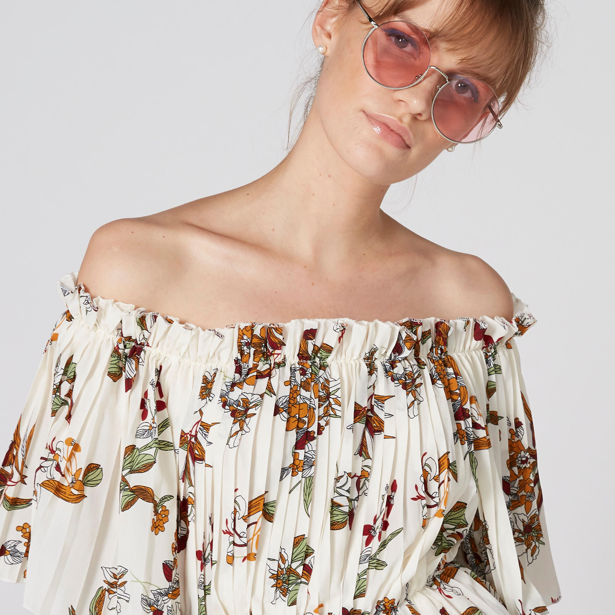 Printed Off Shoulder Top with Pleats-women-clothing-shirtsandblouses-blouses-image-3