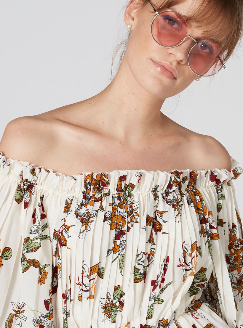 Printed Off Shoulder Top with Pleats-women-clothing-shirtsandblouses-blouses-image-3