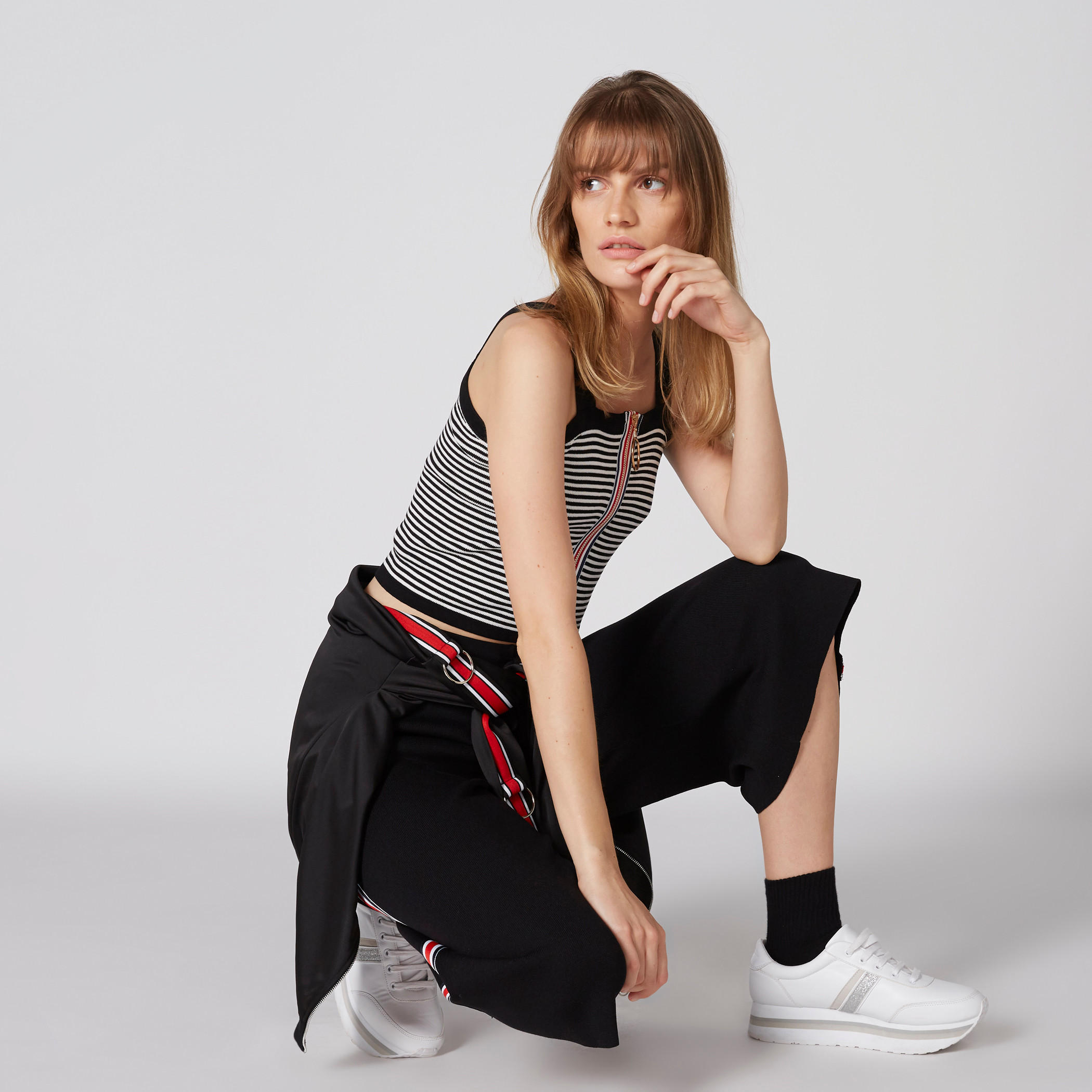 Tape Detail Culottes with Elasticised Waistband and Drawstring-women-clothing-bottoms-trousers-image-3