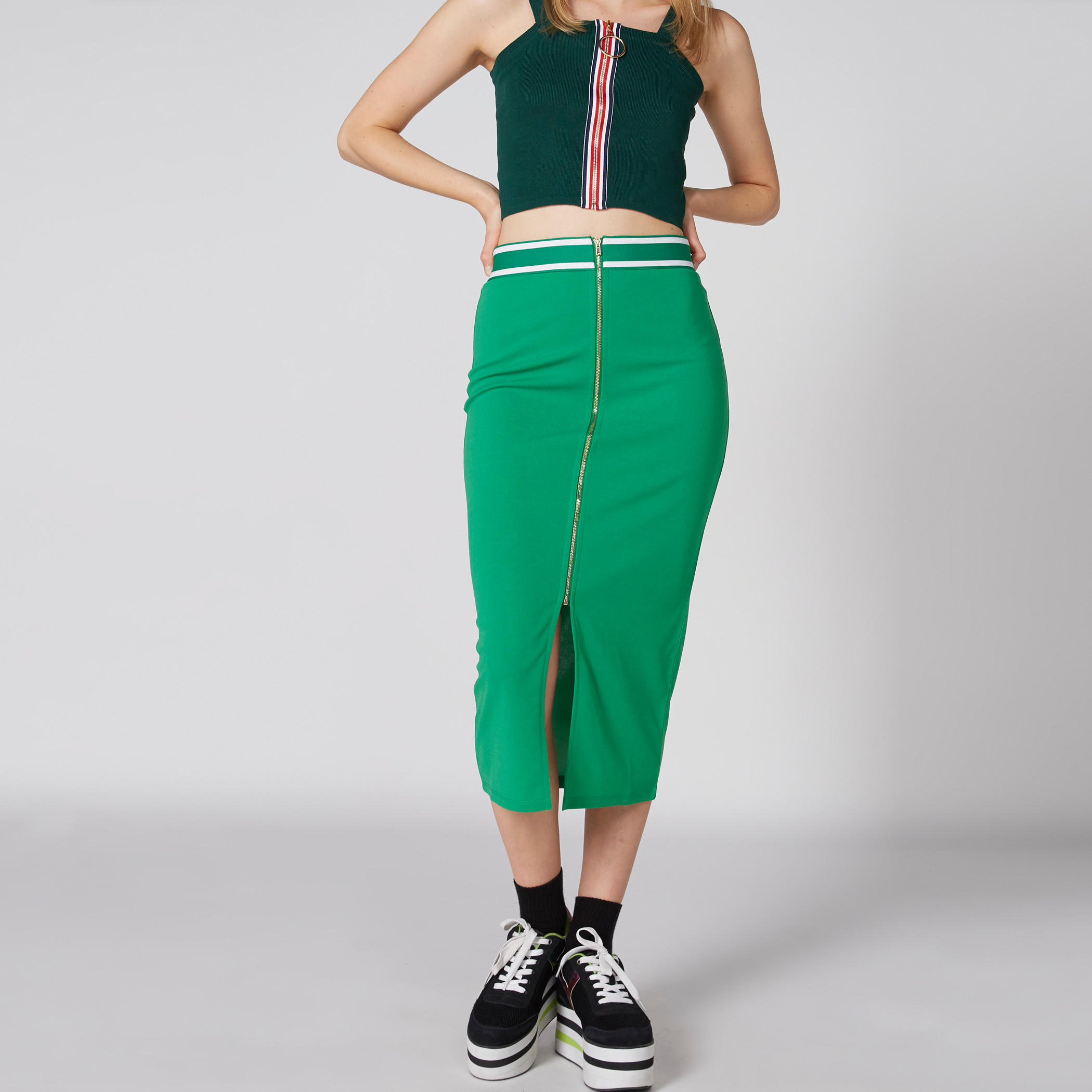 تنّورة ميدي بقصّة ضيّقة وسحّاب إغلاق وخصر مضلّع من تو إكستريمز-women-clothing-bottoms-skirts-image-3