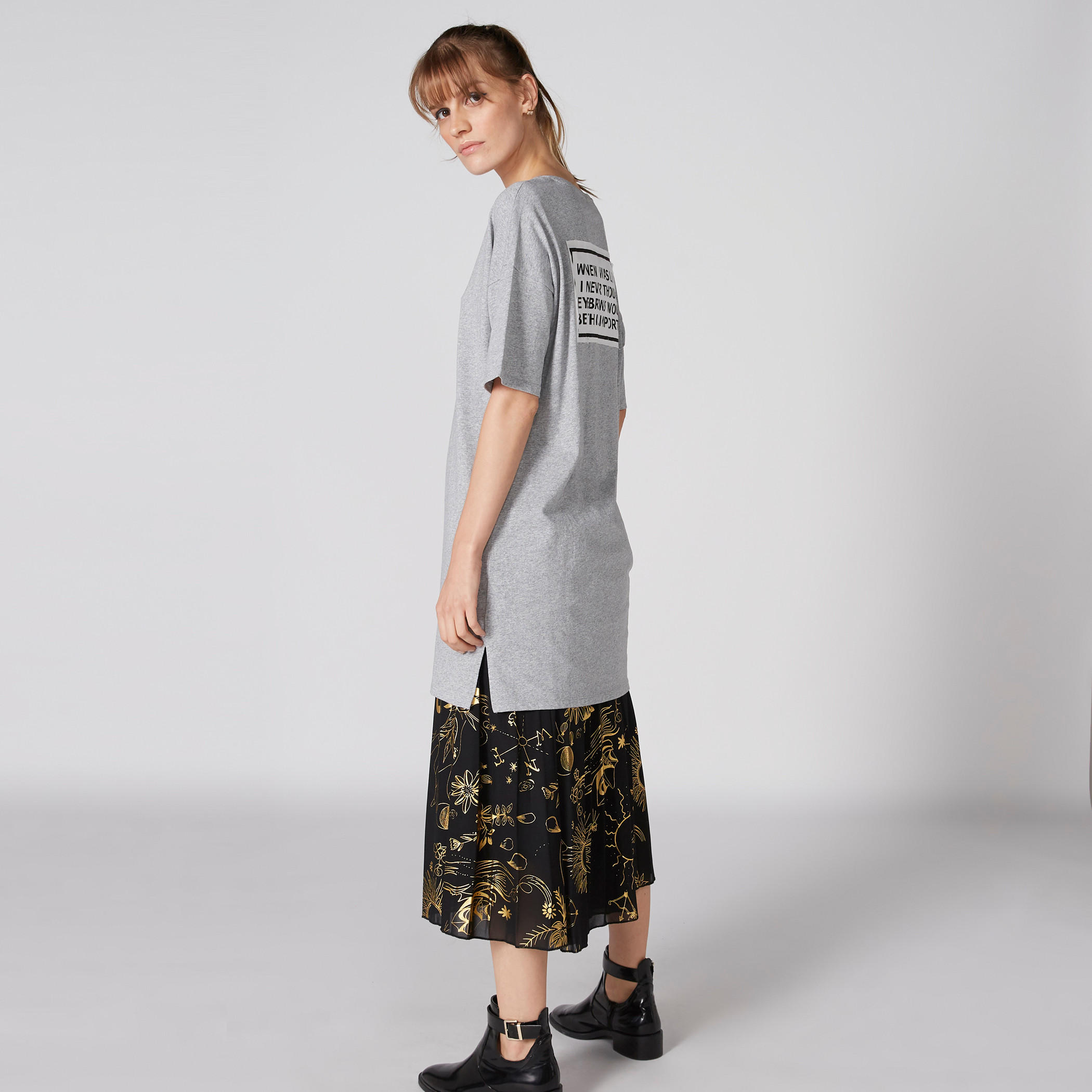 Printed Longline T-Shirt with Short Sleeves-women-clothing-tshirts-image-1