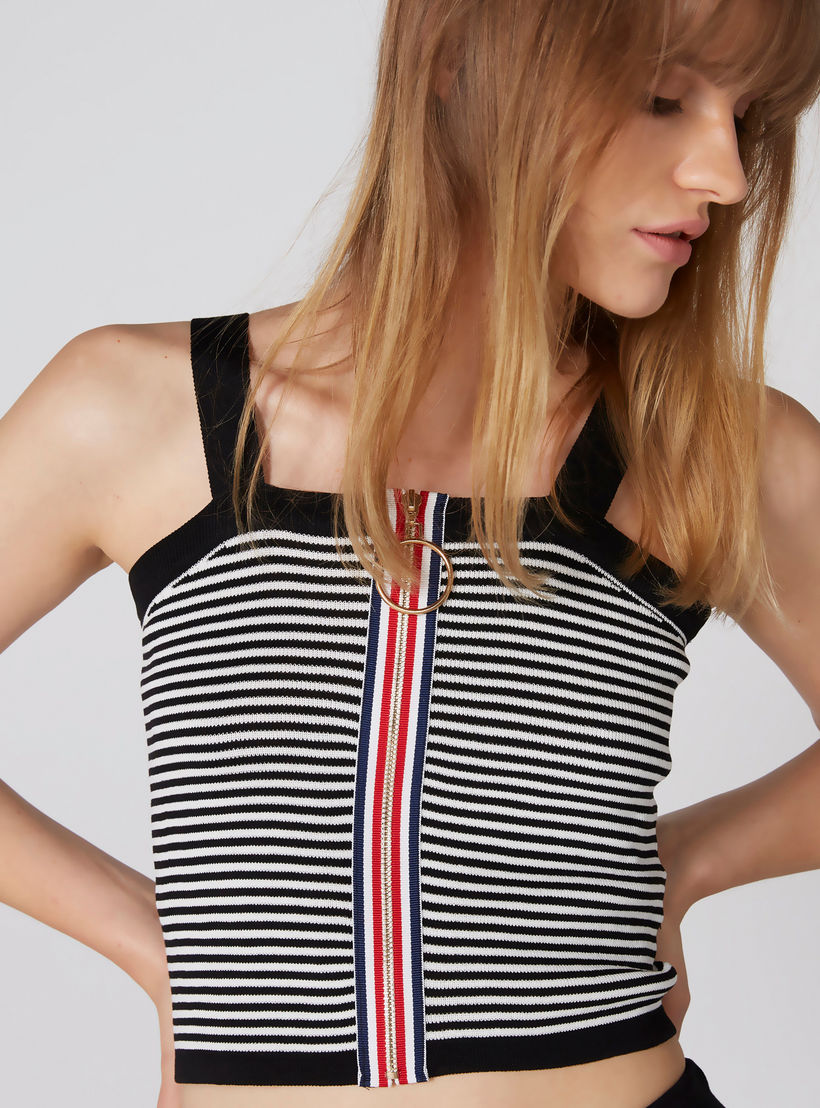 بلوزة قصيرة مقلمة دون أكمام بسحّاب إغلاق-women-clothing-shirtsandblouses-blouses-image-1