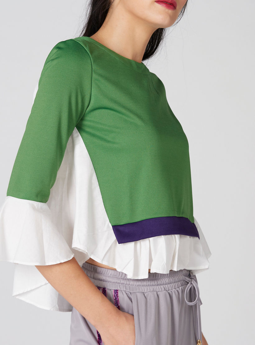 Round Neck Top with 3/4 Sleeves and Frill Detail-women-clothing-shirtsandblouses-blouses-image-4