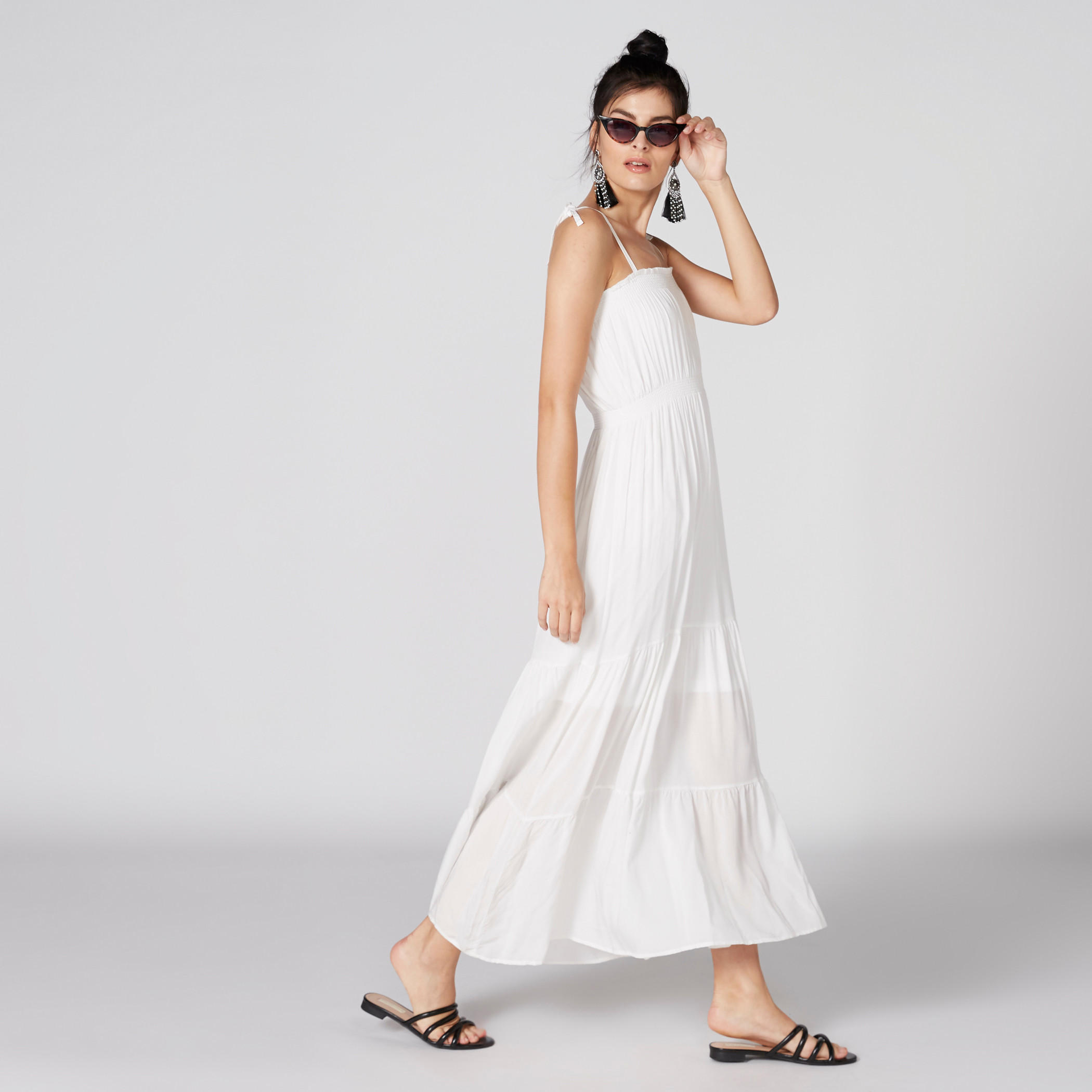 فستان طويل إيه لاين بأربطة ودرزات-women-clothing-dresses-image-1