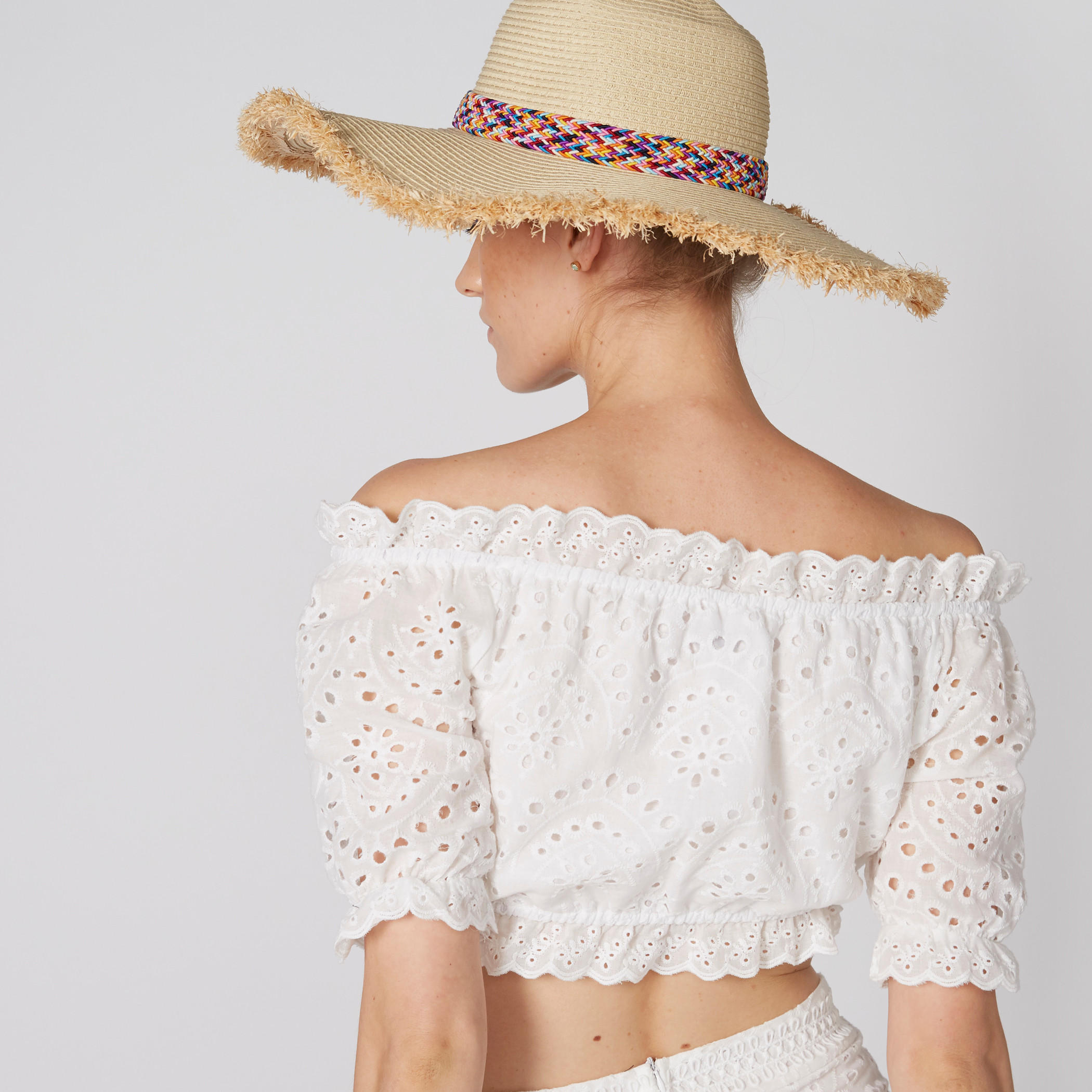 بلوزة شيفلي مكشوفة الأكتاف بأكمام قصيرة وشرّابات-women-clothing-shirtsandblouses-blouses-image-2