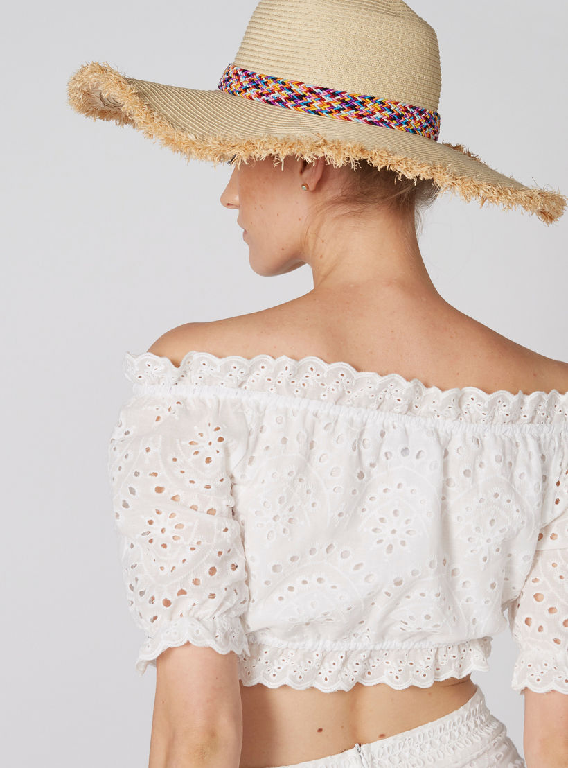 بلوزة شيفلي مكشوفة الأكتاف بأكمام قصيرة وشرّابات-women-clothing-shirtsandblouses-blouses-image-2