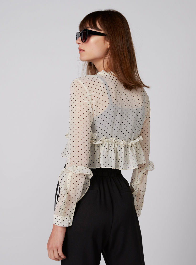 بلوزة قصيرة بأكمام طويلة وتفاصيل كشكش وطبعات-women-clothing-shirtsandblouses-blouses-image-1