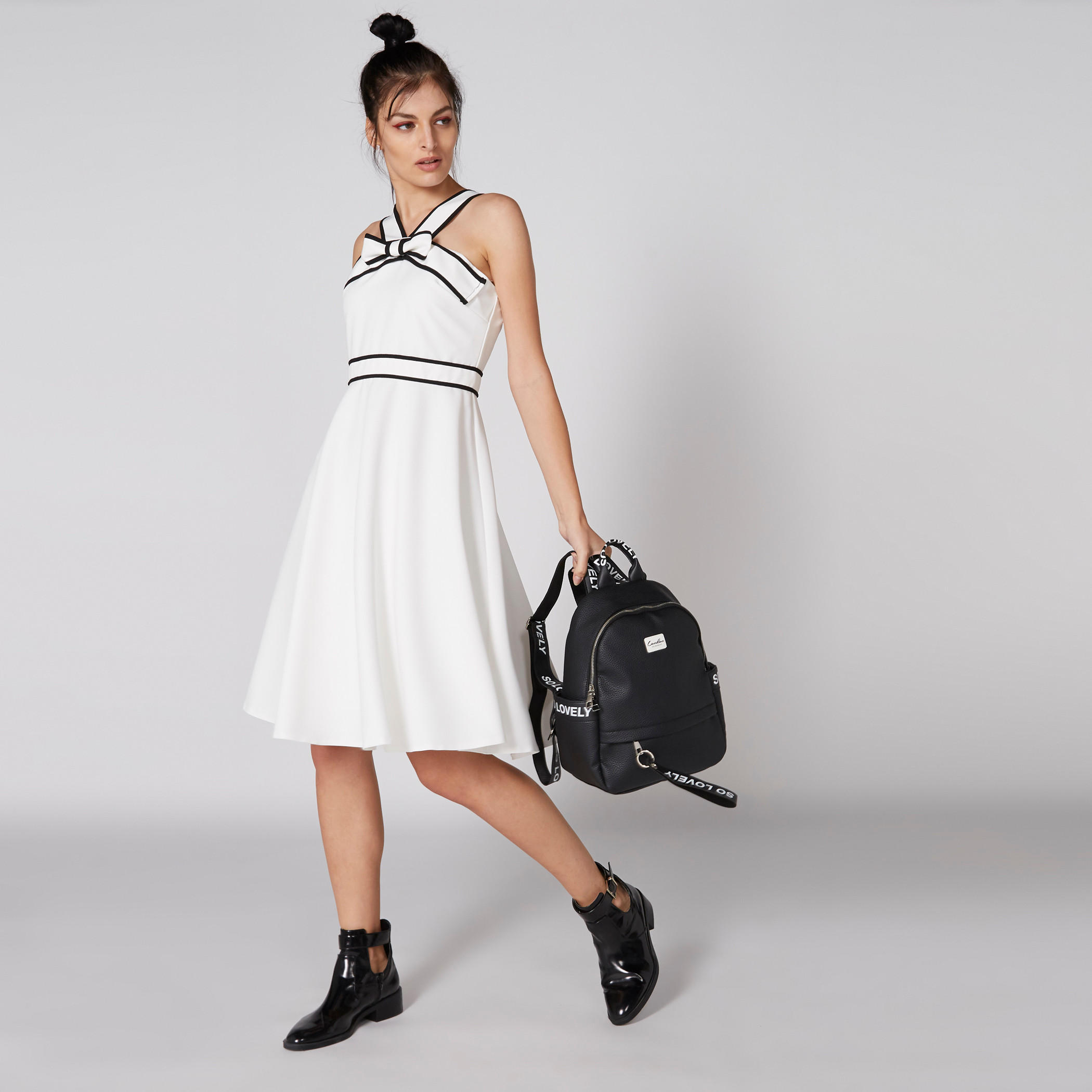 فستان متوسط الطول دون أكمام بفيونكة-women-clothing-dresses-image-3