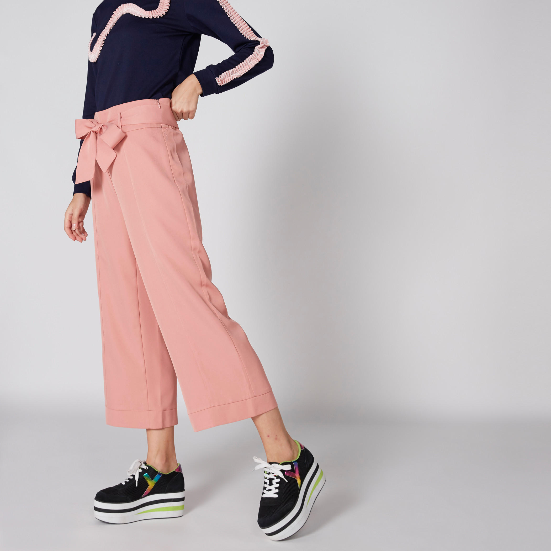 بنطال واسع الساقين برباط وسحّاب إغلاق-women-clothing-bottoms-trousers-image-1