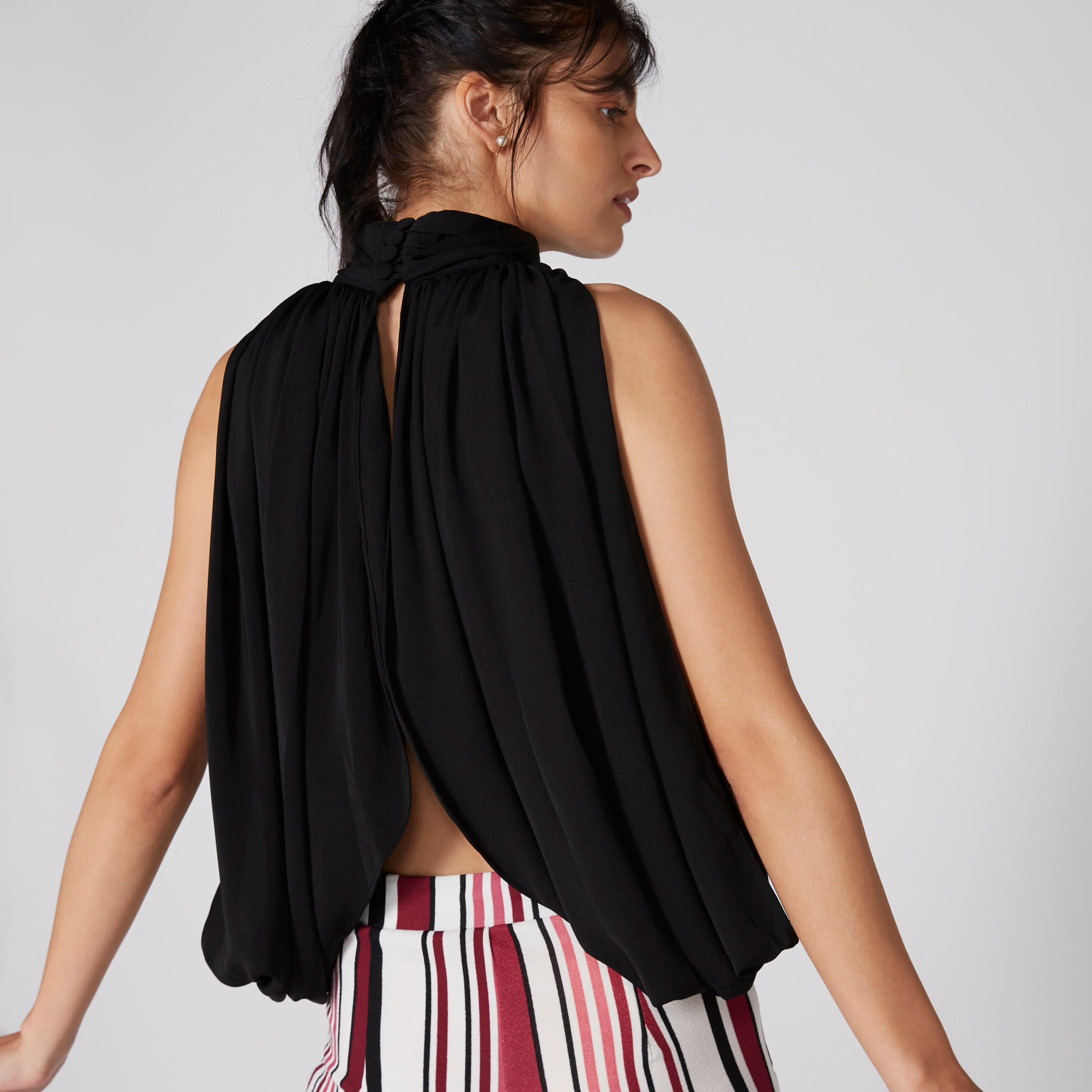 Textured Sleeveless Top with High Neck-women-clothing-shirtsandblouses-blouses-image-2