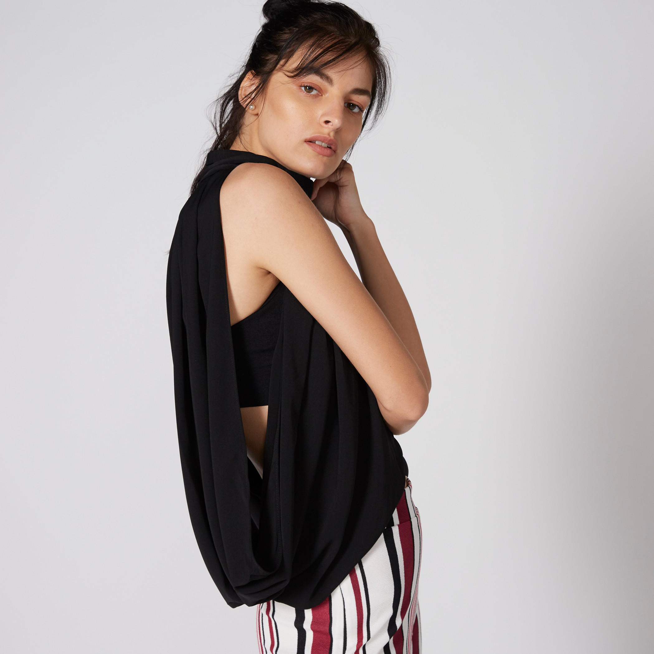 Textured Sleeveless Top with High Neck-women-clothing-shirtsandblouses-blouses-image-4