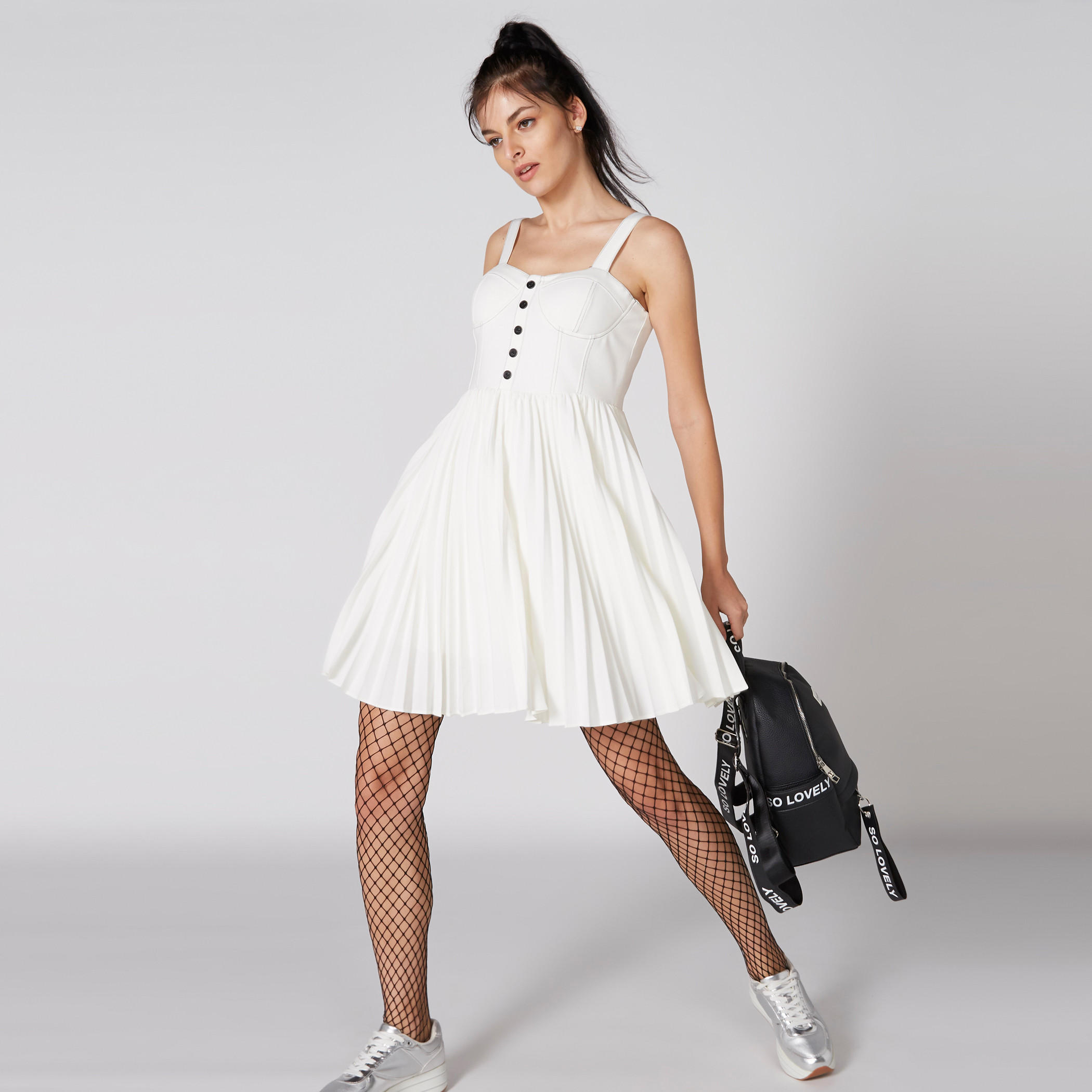 Sleeveless Mini Dress with Pleat Detail and Zip Closure-women-clothing-dresses-image-4