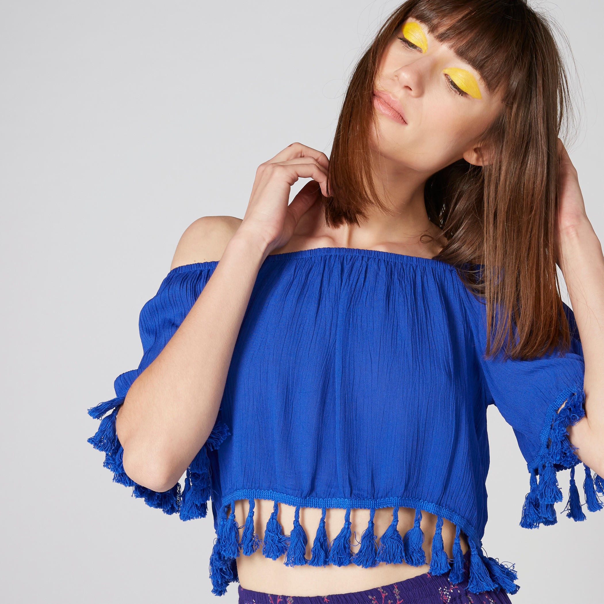 Textured Off Shoulder Crop Top with Tassels-women-clothing-shirtsandblouses-blouses-image-4
