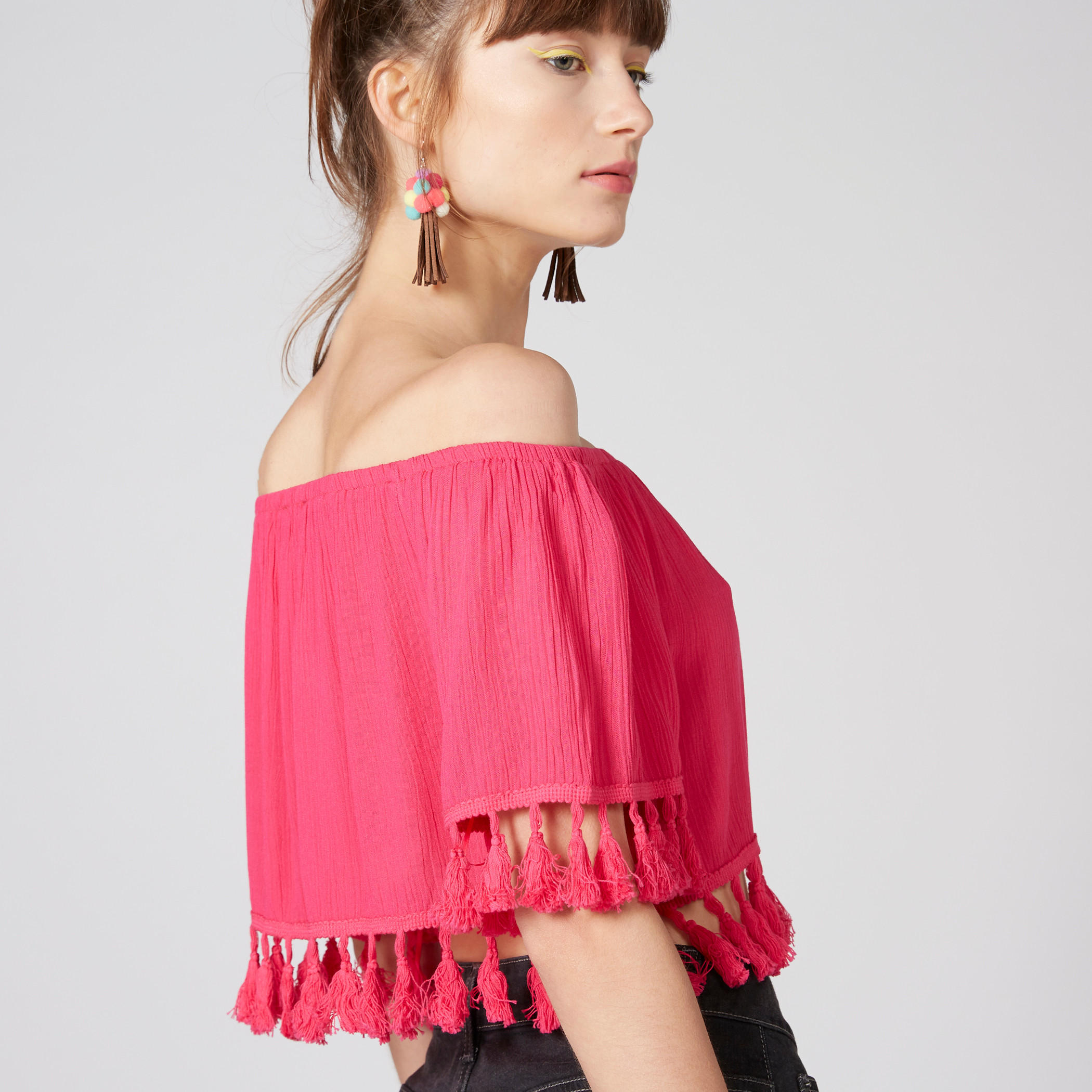 Off Shoulder Crop Top with Tassels-women-clothing-shirtsandblouses-blouses-image-1