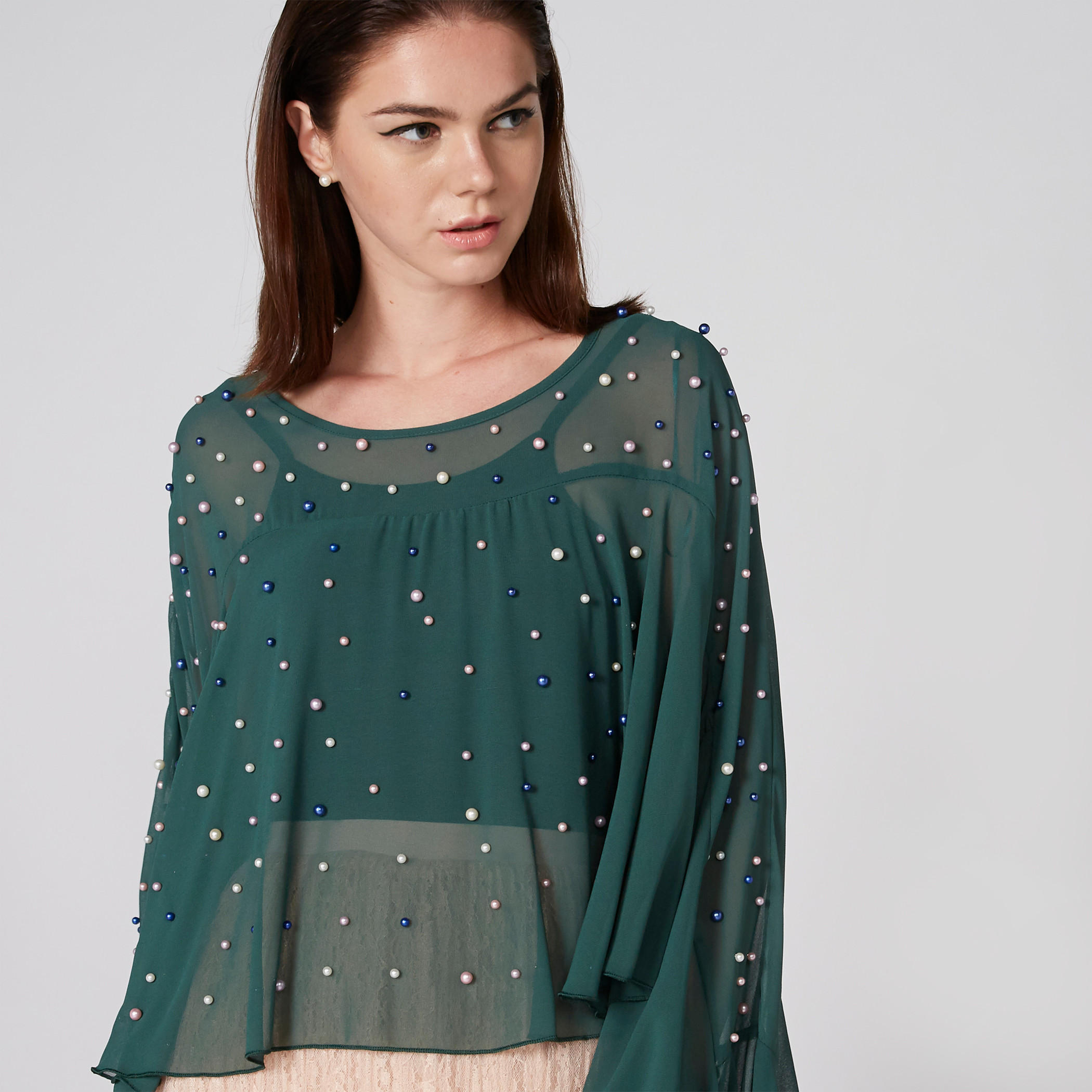بلوزة مزيّنة بياقة مستديرة وأكمام متصلة-women-clothing-shirtsandblouses-blouses-image-4
