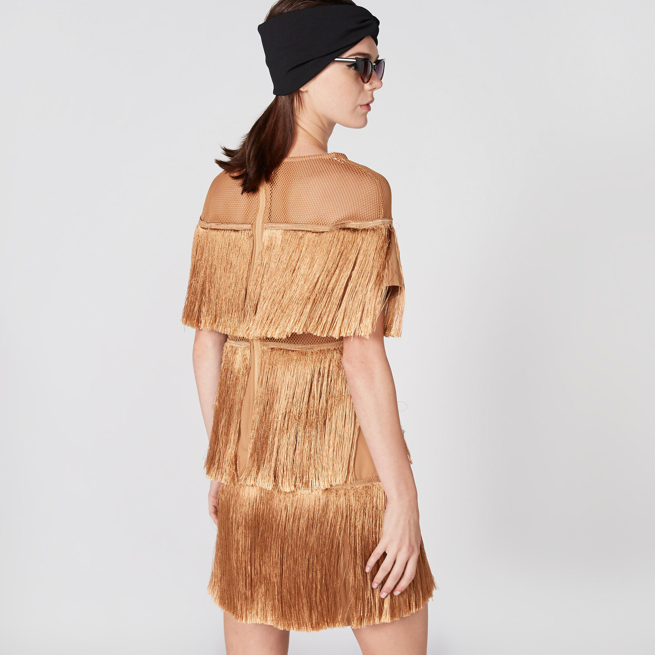 فستان قصير بسحّاب إغلاق وشراشيب وتفاصيل شبكية-women-clothing-dresses-image-2