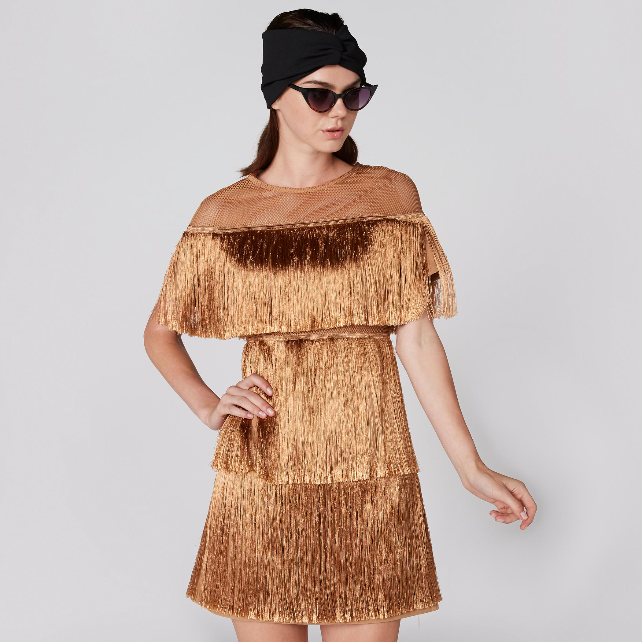 فستان قصير بسحّاب إغلاق وشراشيب وتفاصيل شبكية-women-clothing-dresses-image-3