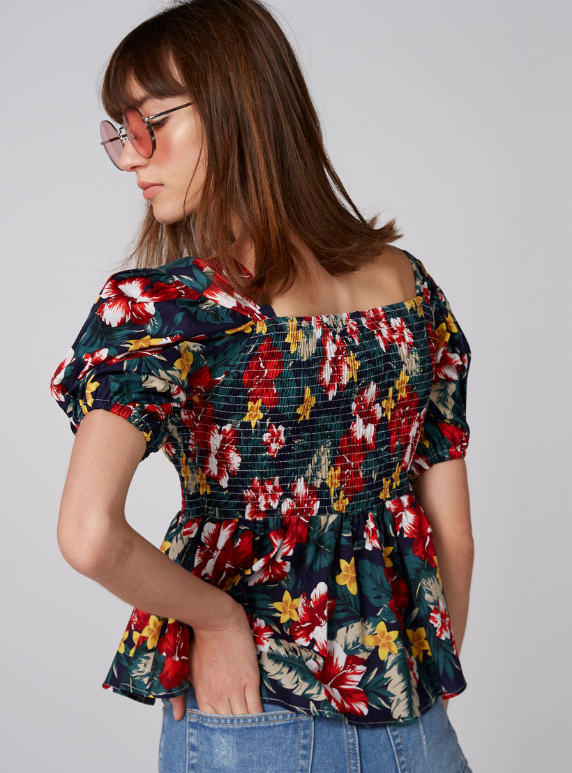 بلوزة قصيرة بطبعات وأكمام قصيرة-women-clothing-shirtsandblouses-blouses-image-2