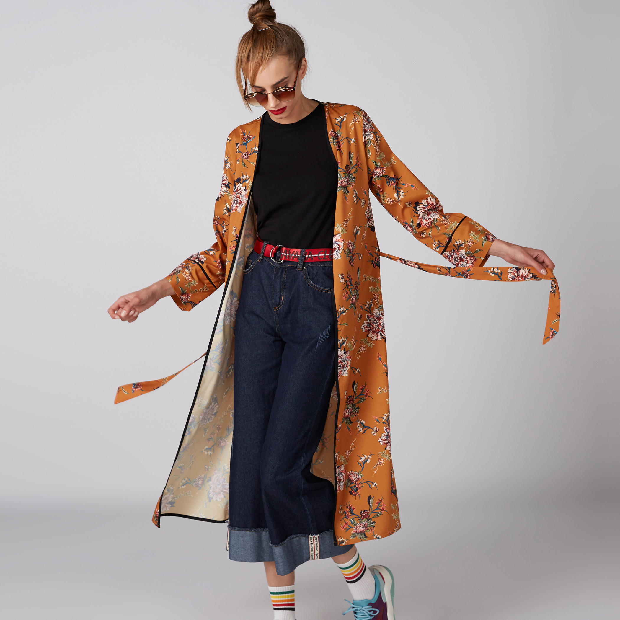 Floral Printed Longline Shrug with Long Sleeves and Tie Up-women-winterwear-cardigansandjumpers-cardigans-image-1
