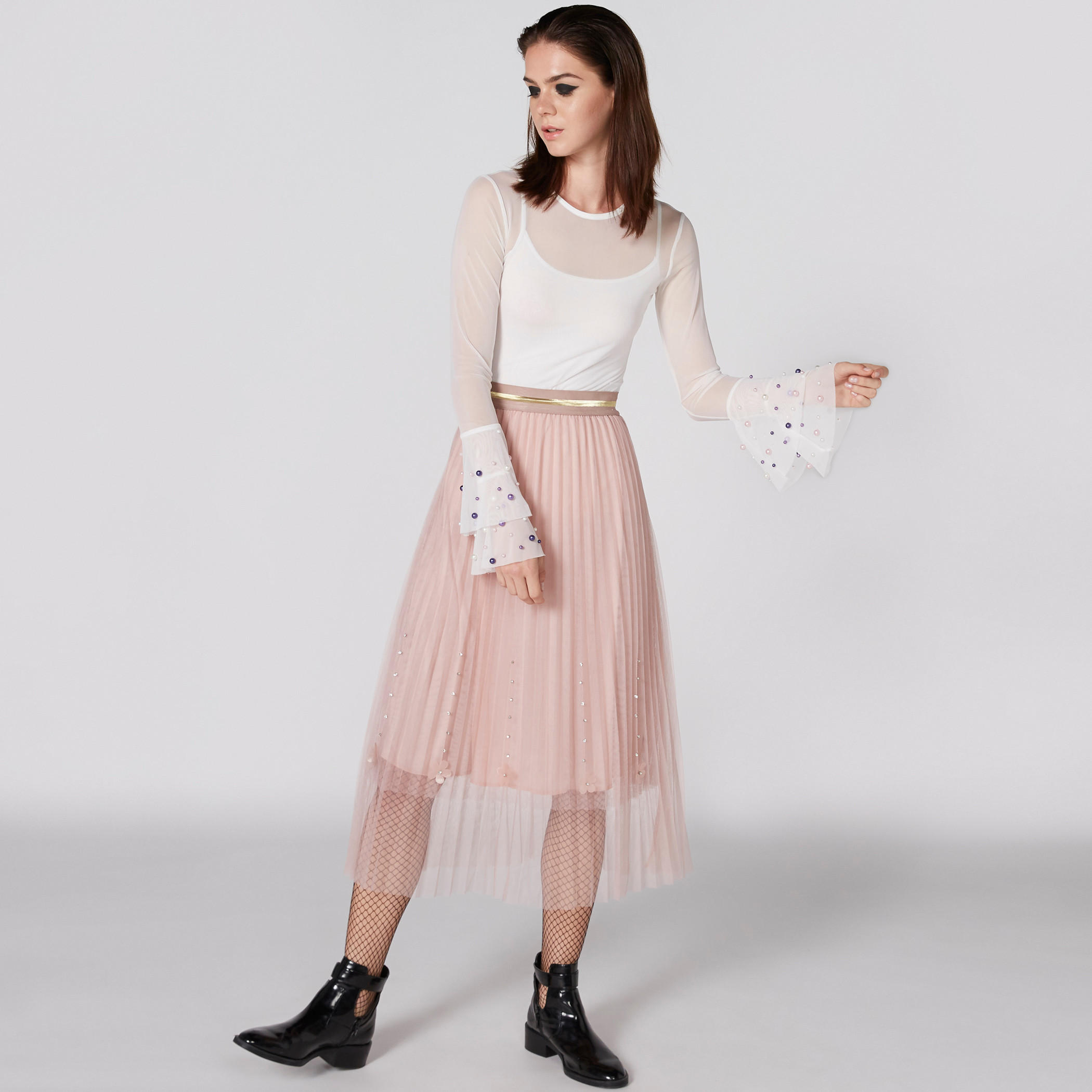 تنورة تول بخصر مطّاطي وتزيينات-women-clothing-bottoms-skirts-image-1