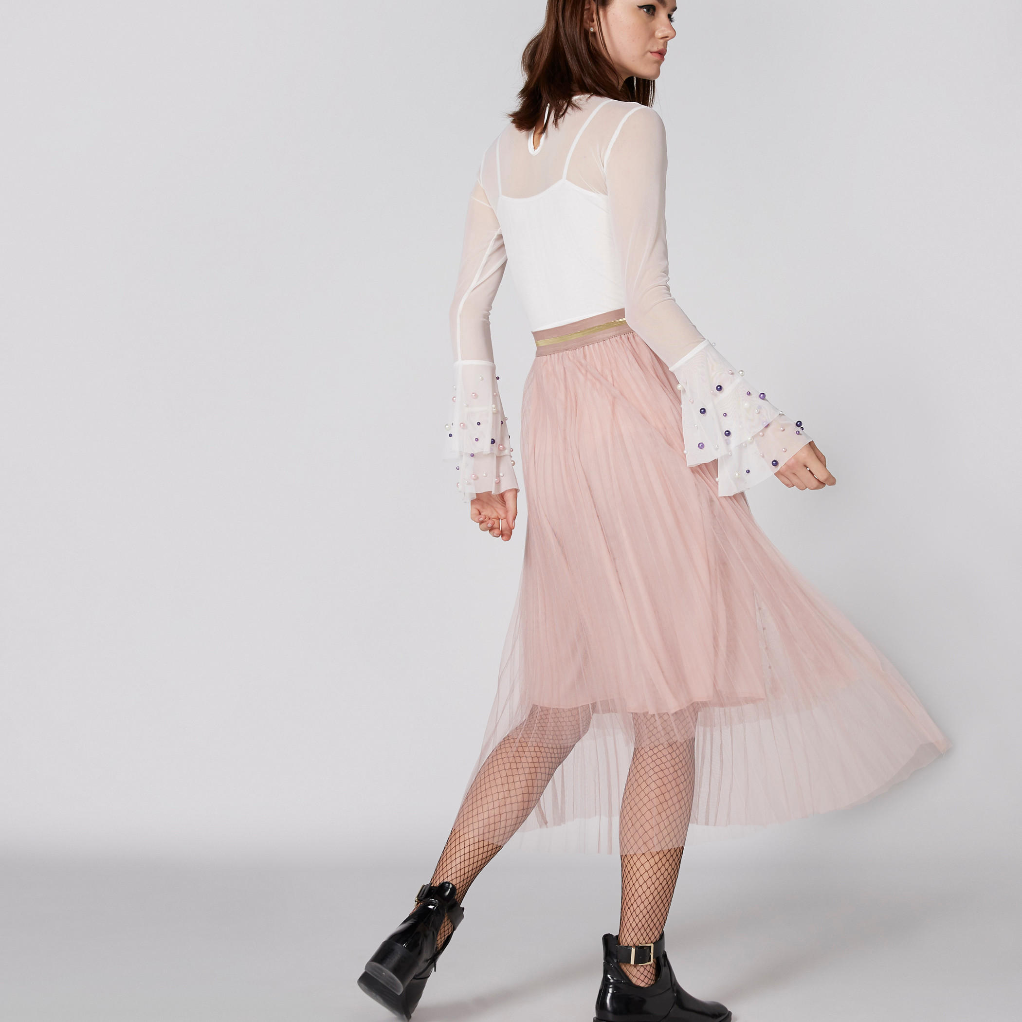 تنورة تول بخصر مطّاطي وتزيينات-women-clothing-bottoms-skirts-image-2