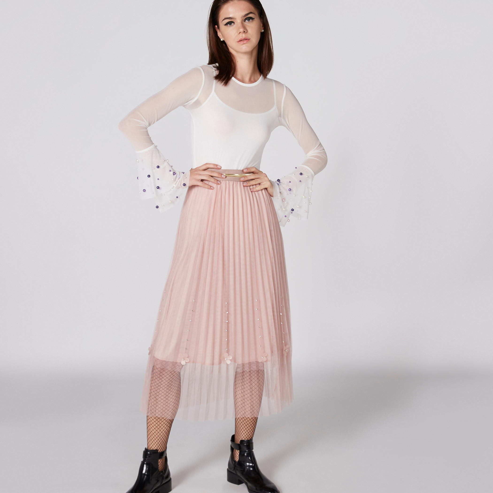 تنورة تول بخصر مطّاطي وتزيينات-women-clothing-bottoms-skirts-image-3