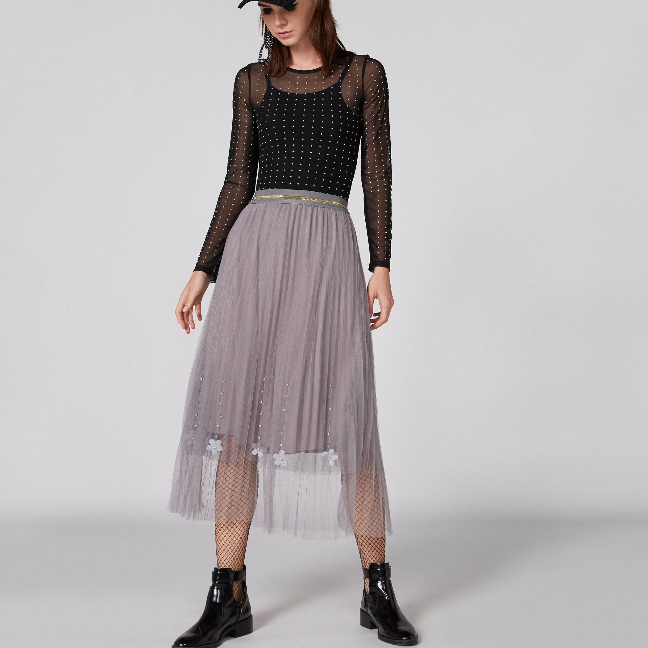 2Xtremz Embellished Tulle Skirt with Elasticised Waistband-women-clothing-bottoms-skirts-image-1