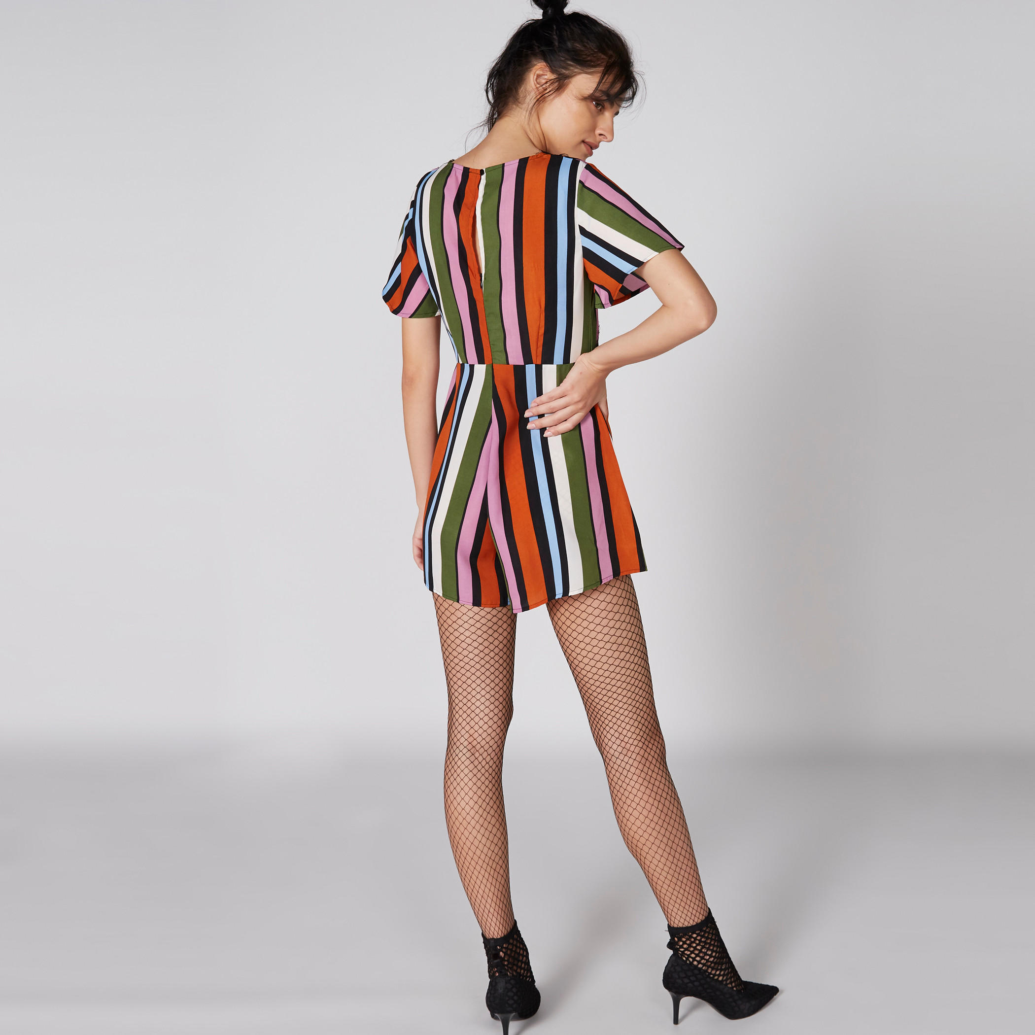 Striped Playsuit with Short Sleeves and Lace Detail-women-clothing-jumpsuits-image-2