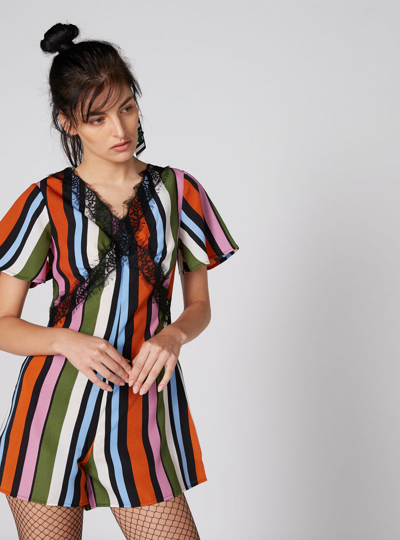 Striped Playsuit with Short Sleeves and Lace Detail-women-clothing-jumpsuits-image-3