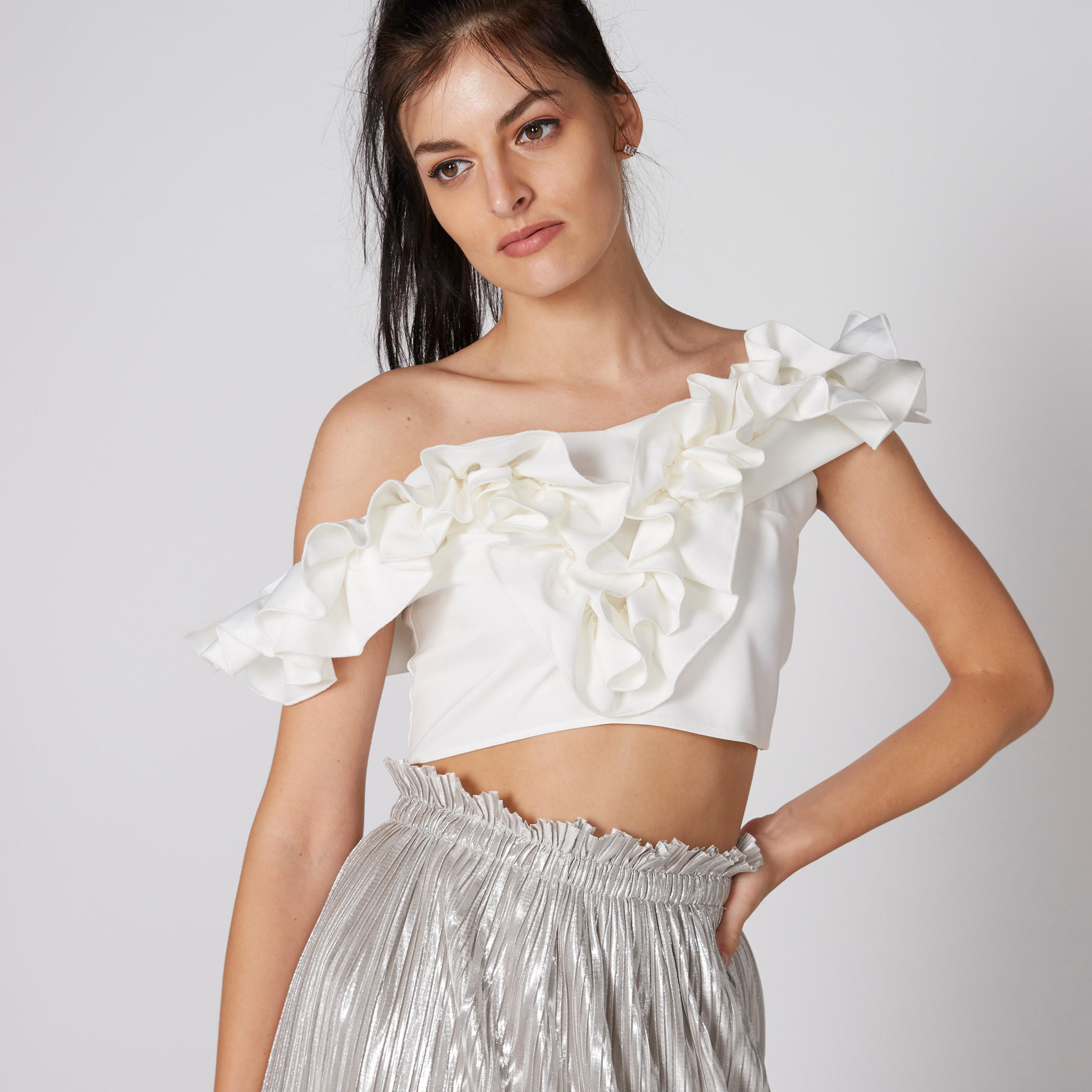 Off Shoulder Crop Top with Ruffle Detail-women-clothing-shirtsandblouses-blouses-image-1