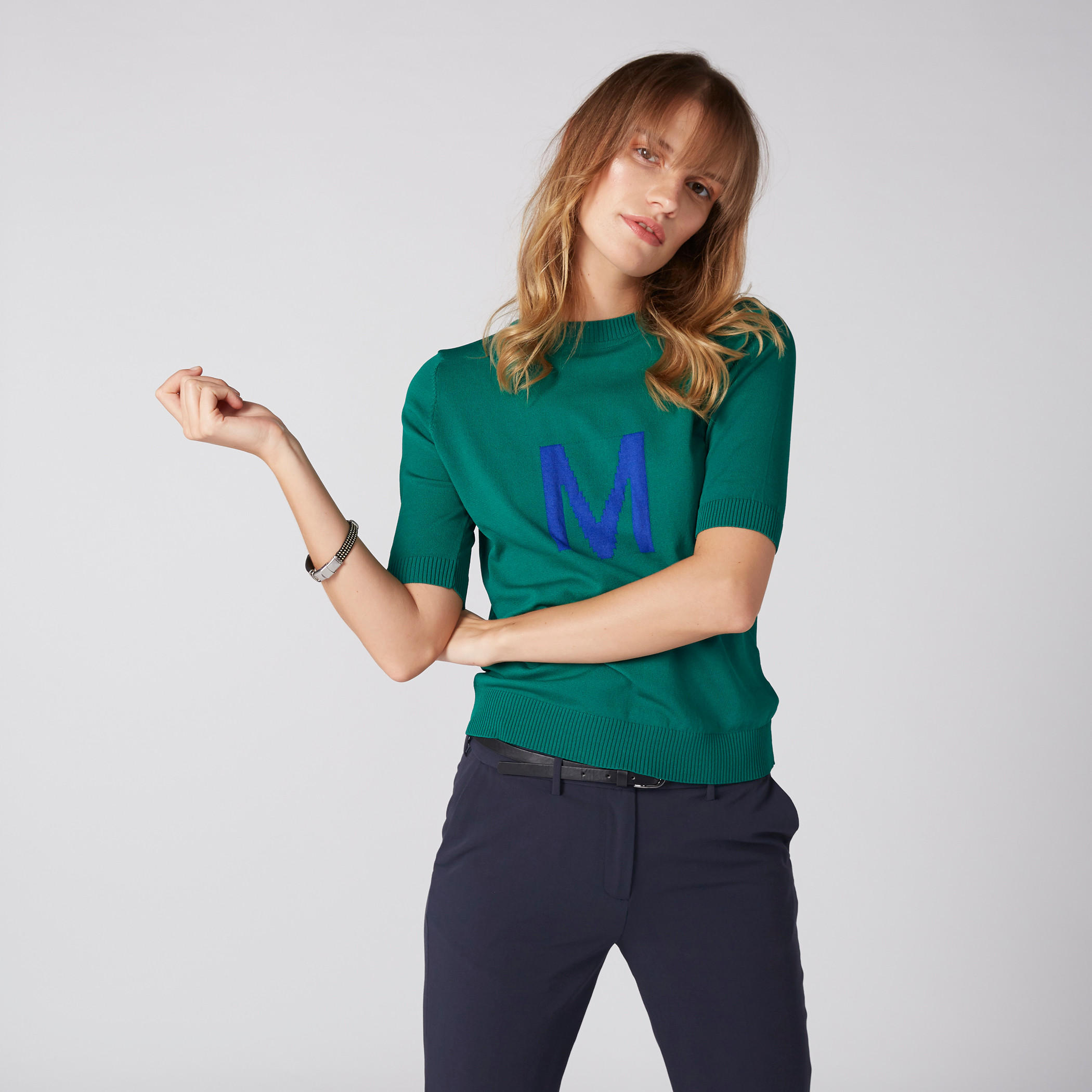 بلوزة بياقة مستديرة وأكمام قصيرة-women-clothing-tshirts-image-1