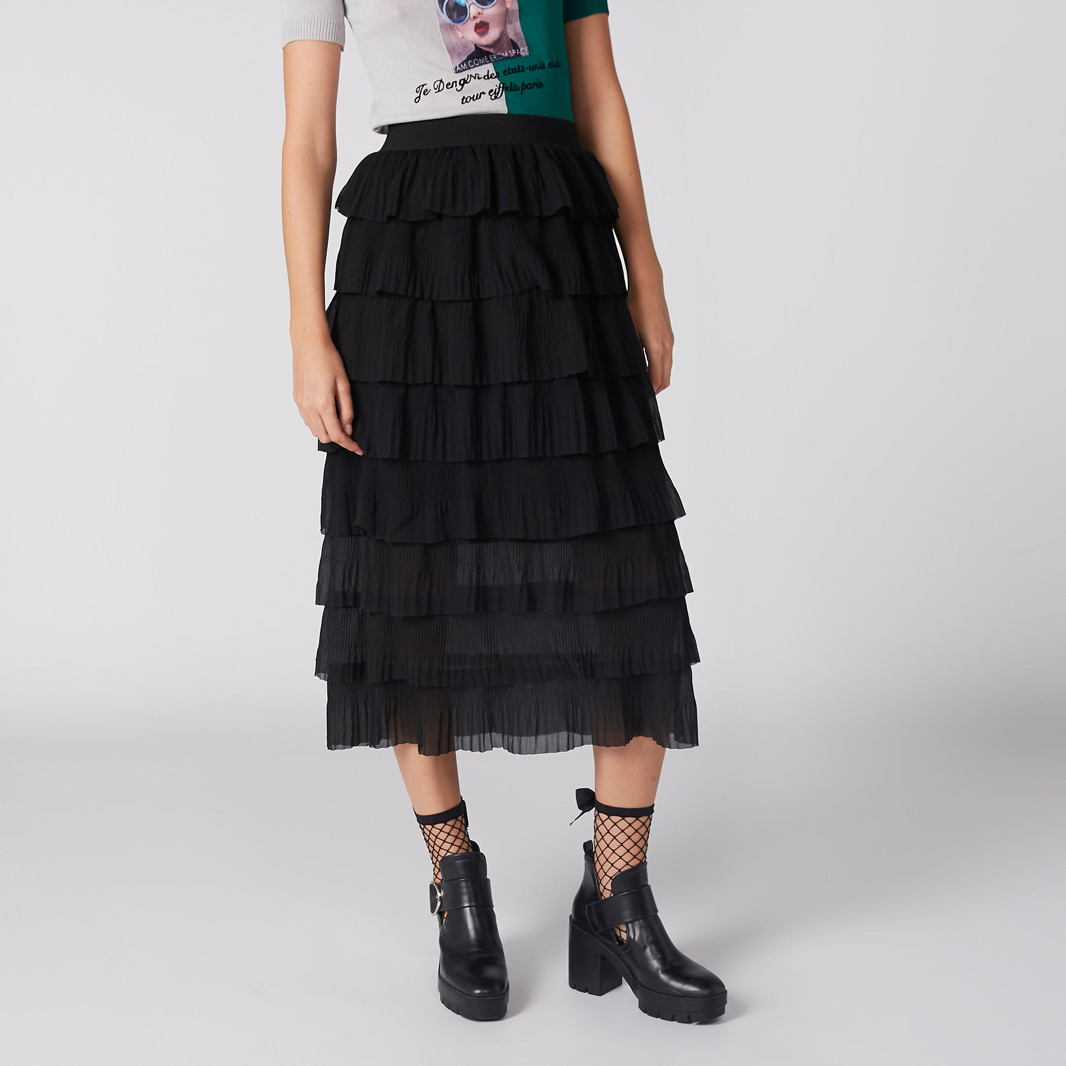 تنورة ميدي طبقات بخصر مطاطي-women-clothing-bottoms-skirts-image-2
