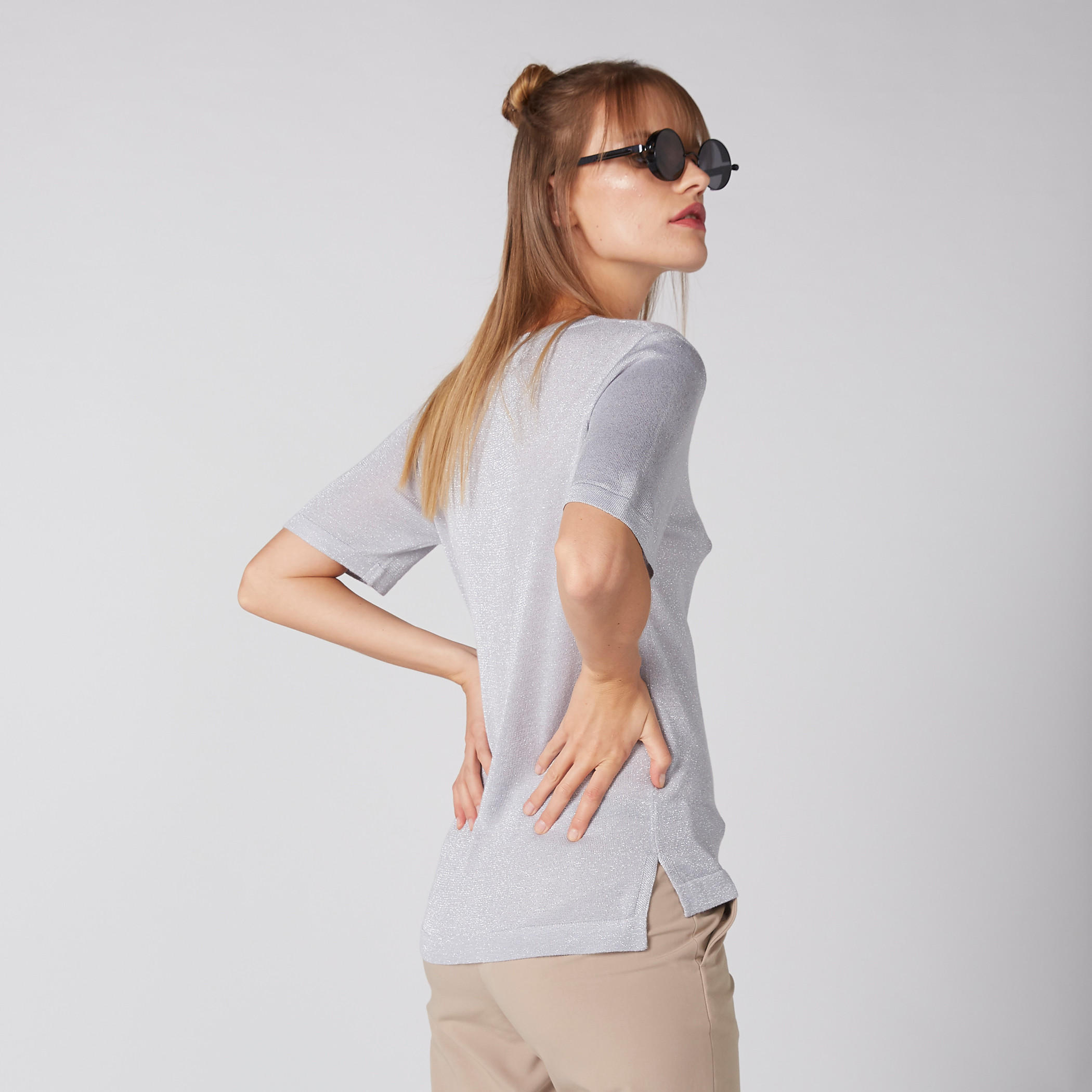 بلوزة بياقة مستديرة وأكمام قصيرة-women-clothing-shirtsandblouses-blouses-image-2