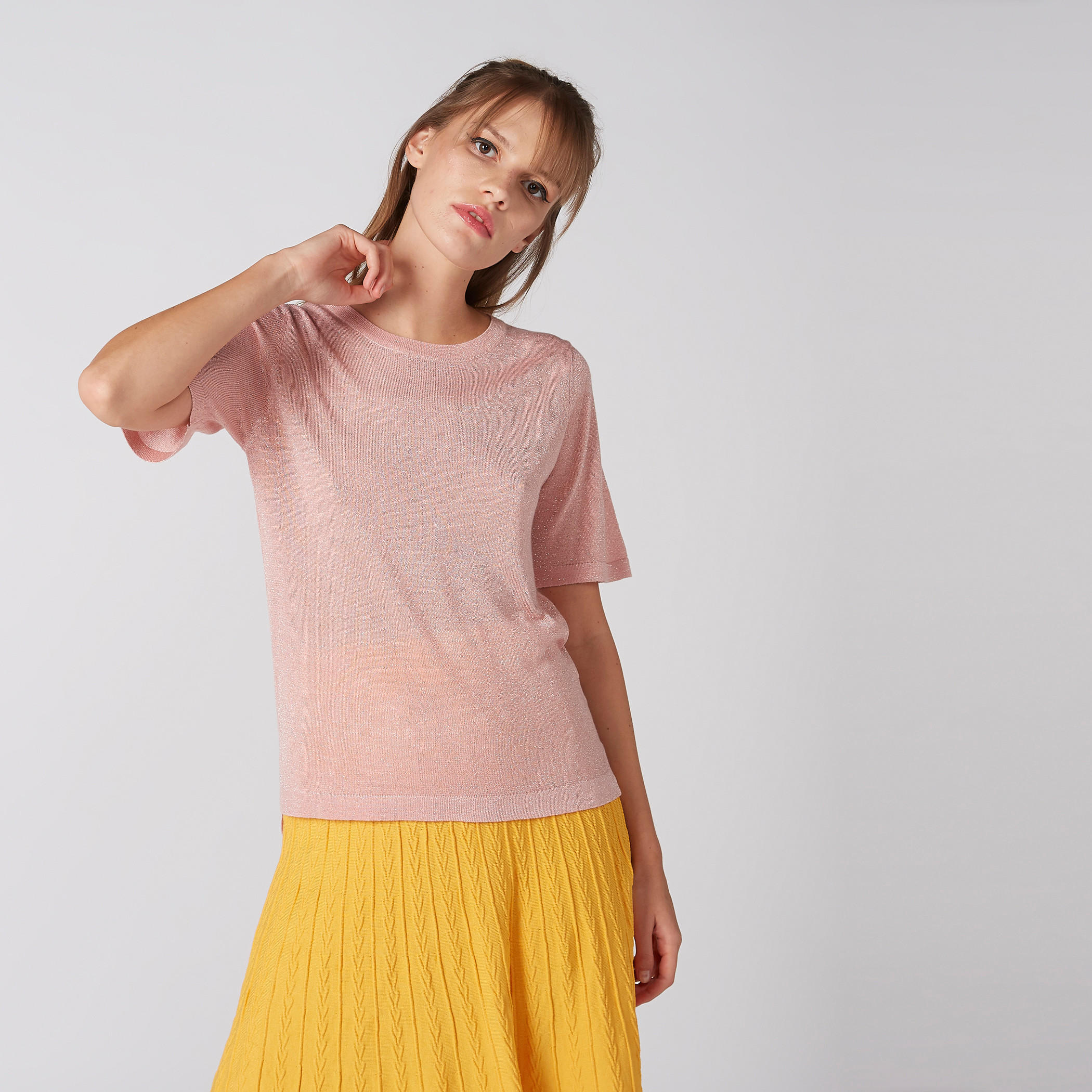 بلوزة بياقة مستديرة وأكمام قصيرة-women-clothing-shirtsandblouses-blouses-image-2
