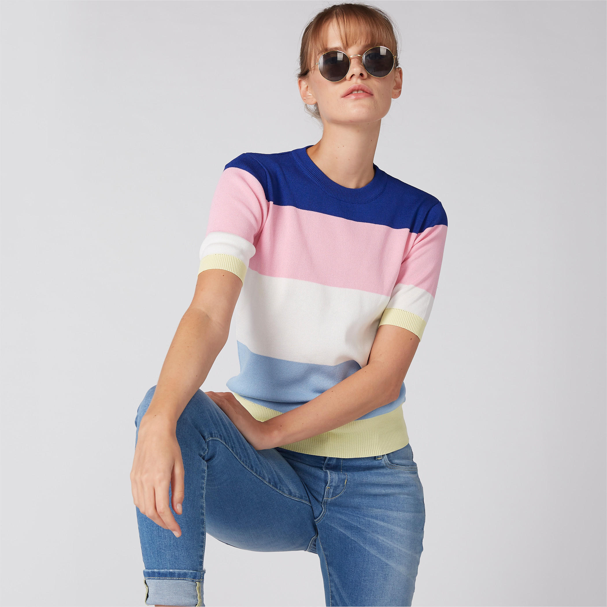 بلوزة بياقة مستديرة وأكمام قصيرة-women-clothing-tshirts-image-5