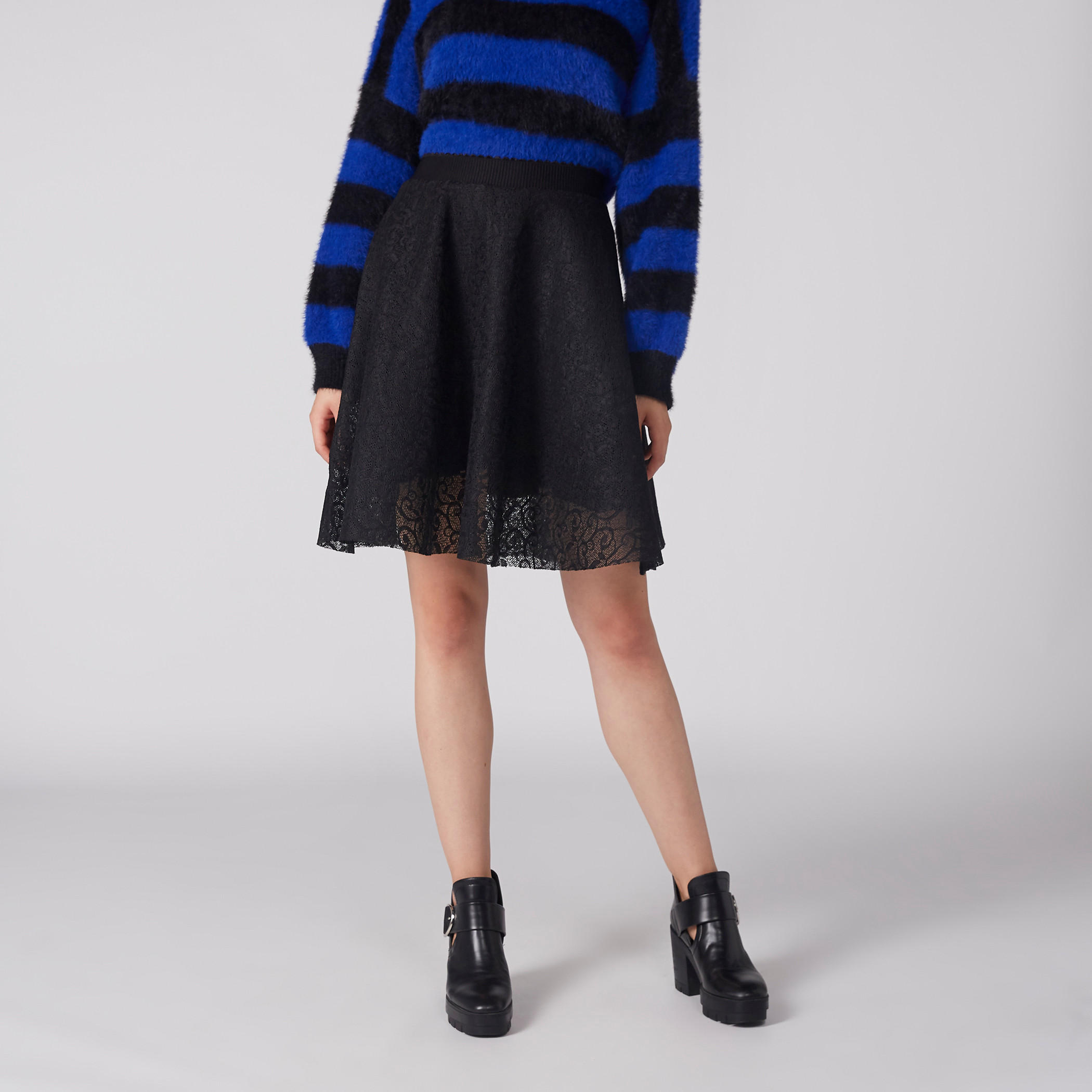 Midi Skater Skirt with Lace Detail and Zip Closure-women-clothing-bottoms-skirts-image-1