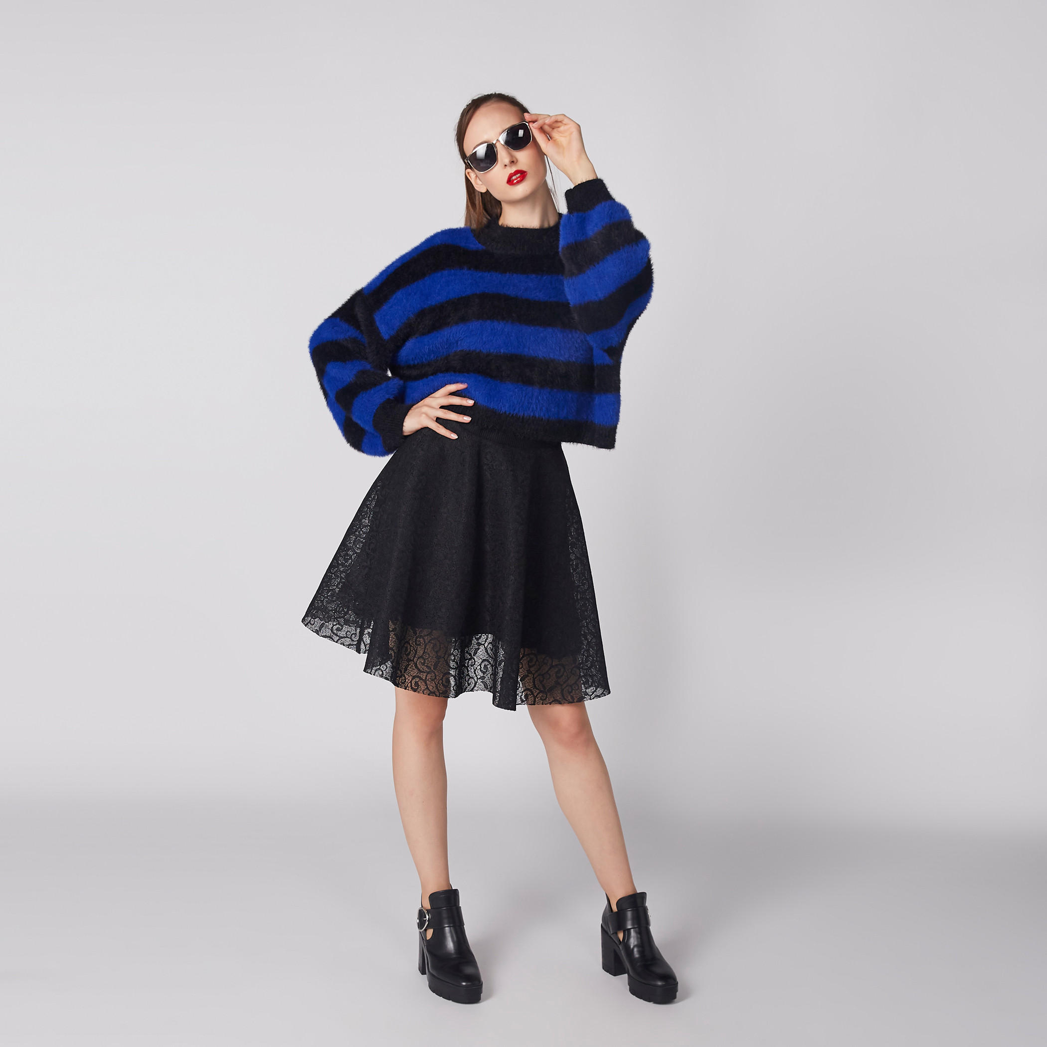 Midi Skater Skirt with Lace Detail and Zip Closure-women-clothing-bottoms-skirts-image-2