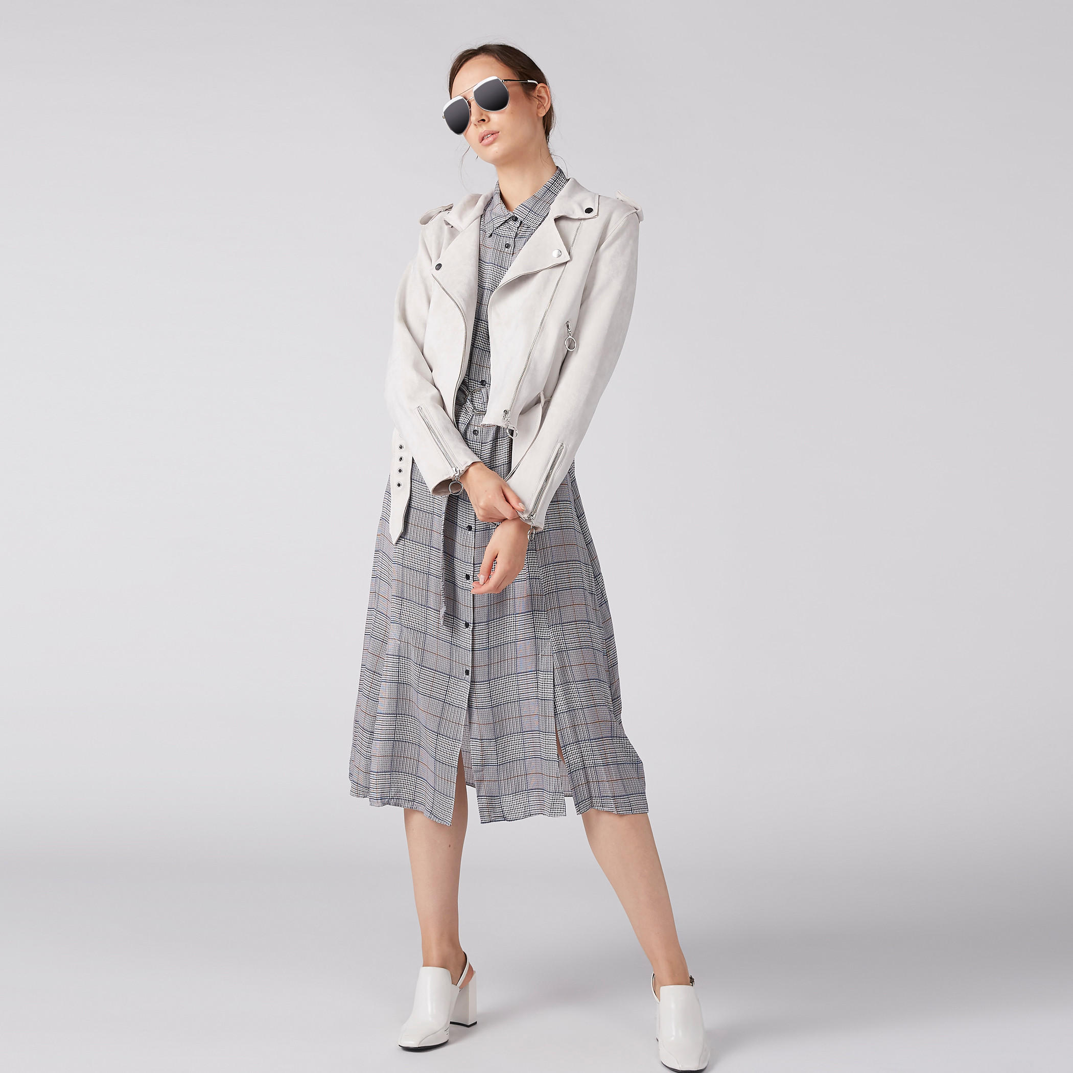 فستان قميص كاروهات بأكمام طويلة ووصلة أزرار كاملة-women-clothing-dresses-image-5