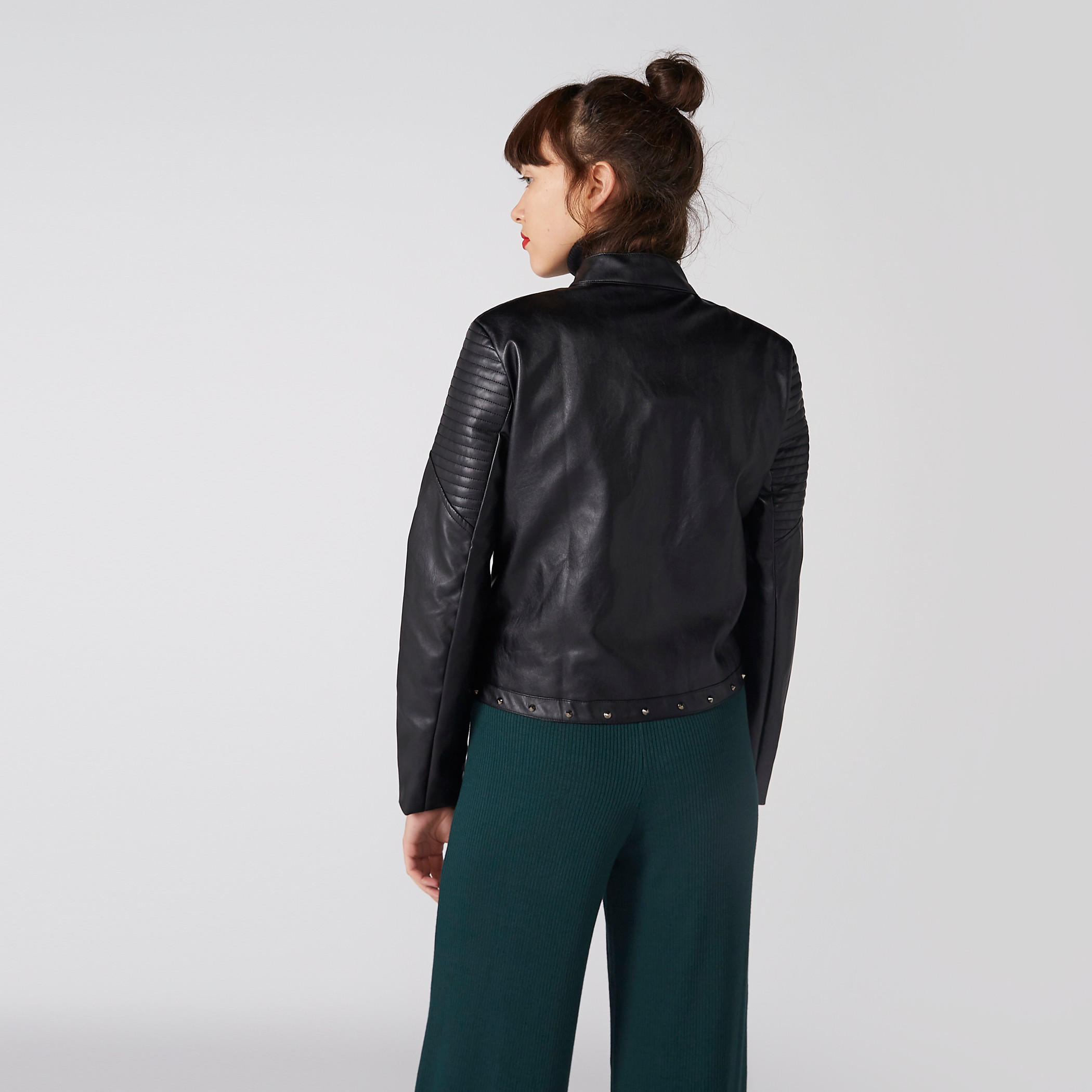 Studded Biker Jacket with Long Sleeves and Zip Closure-women-winterwear-coatsandjackets-jackets-image-5