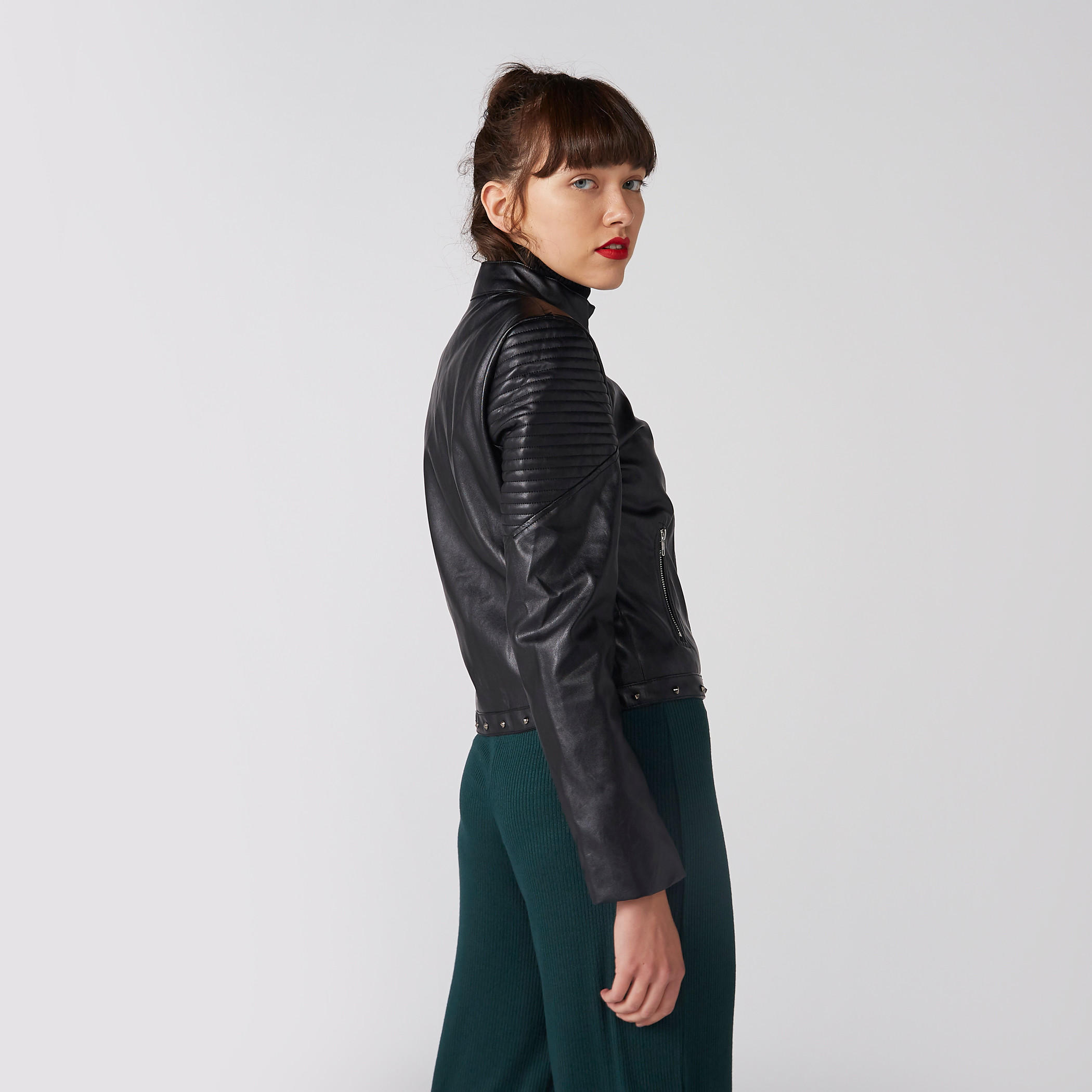 Studded Biker Jacket with Long Sleeves and Zip Closure-women-winterwear-coatsandjackets-jackets-image-7
