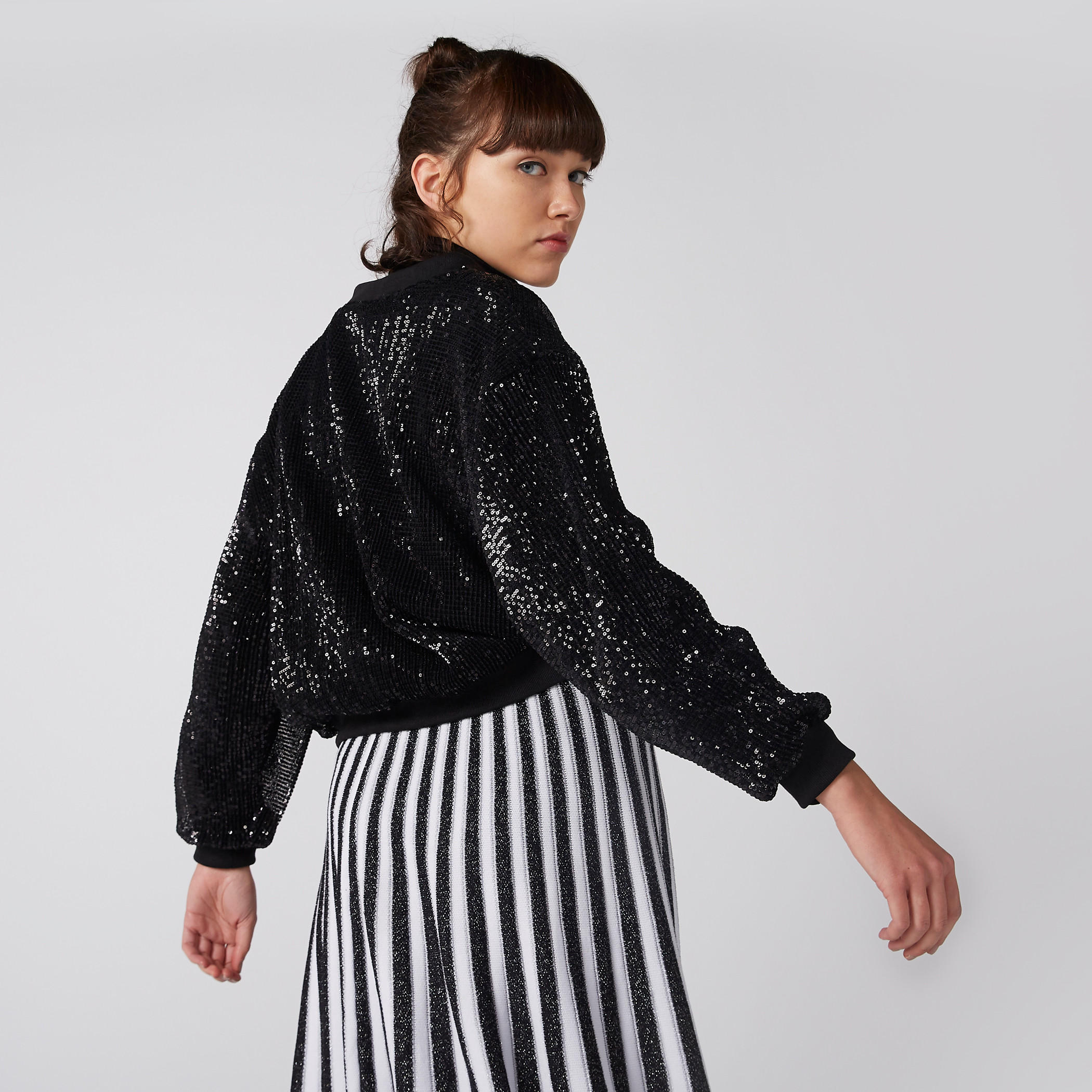 Sequin Detail Jacket with Long Sleeves and Zip Closure-women-winterwear-coatsandjackets-jackets-image-4